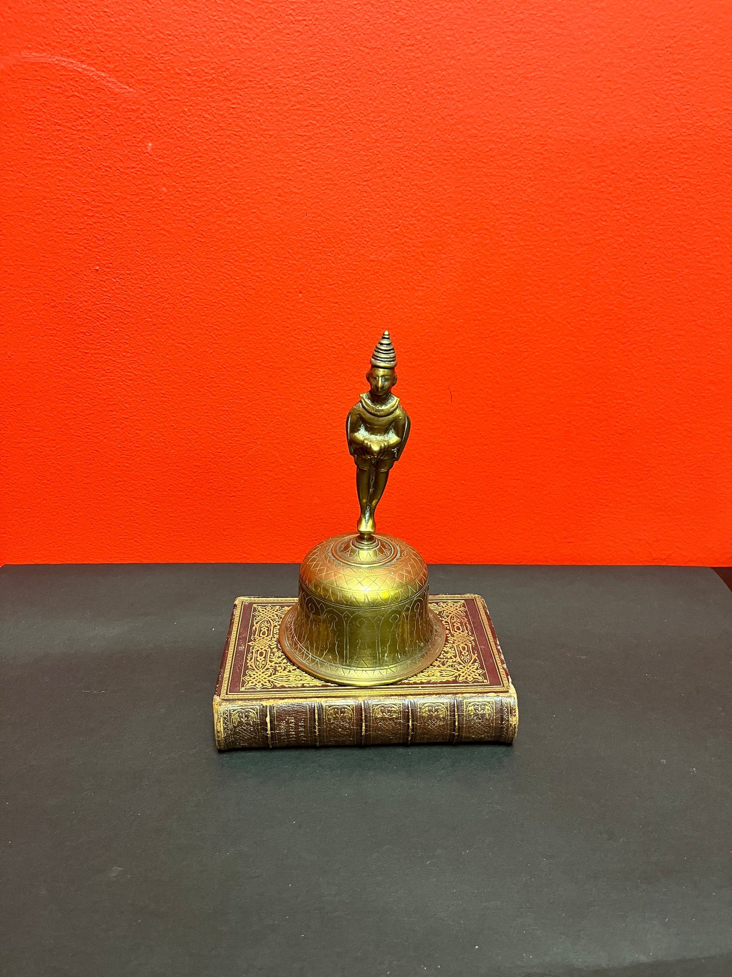 Lovely 7 inch tall heavy brass temple bell with great sound value priced