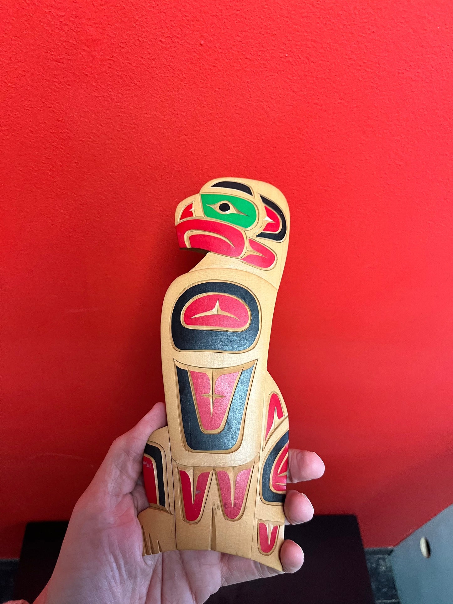 A Lovely 10 inch indigenous first nations, Pacific Northwest coast painted cedar  Eagle plaque  ready to hang