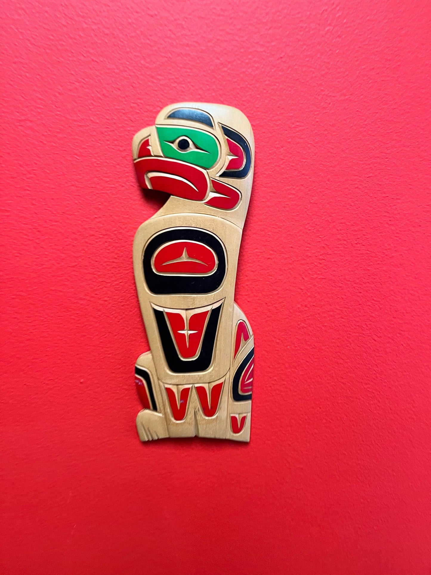 A Lovely 10 inch indigenous first nations, Pacific Northwest coast painted cedar  Eagle plaque  ready to hang