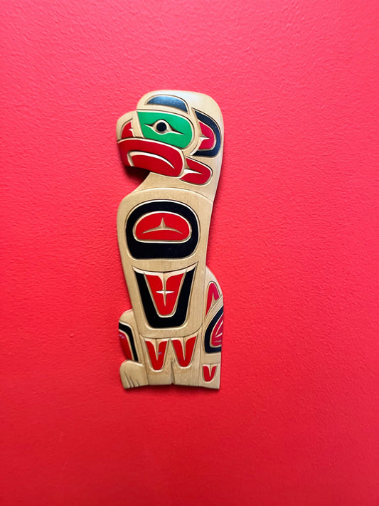 A Lovely 10 inch indigenous first nations, Pacific Northwest coast painted cedar  Eagle plaque  ready to hang