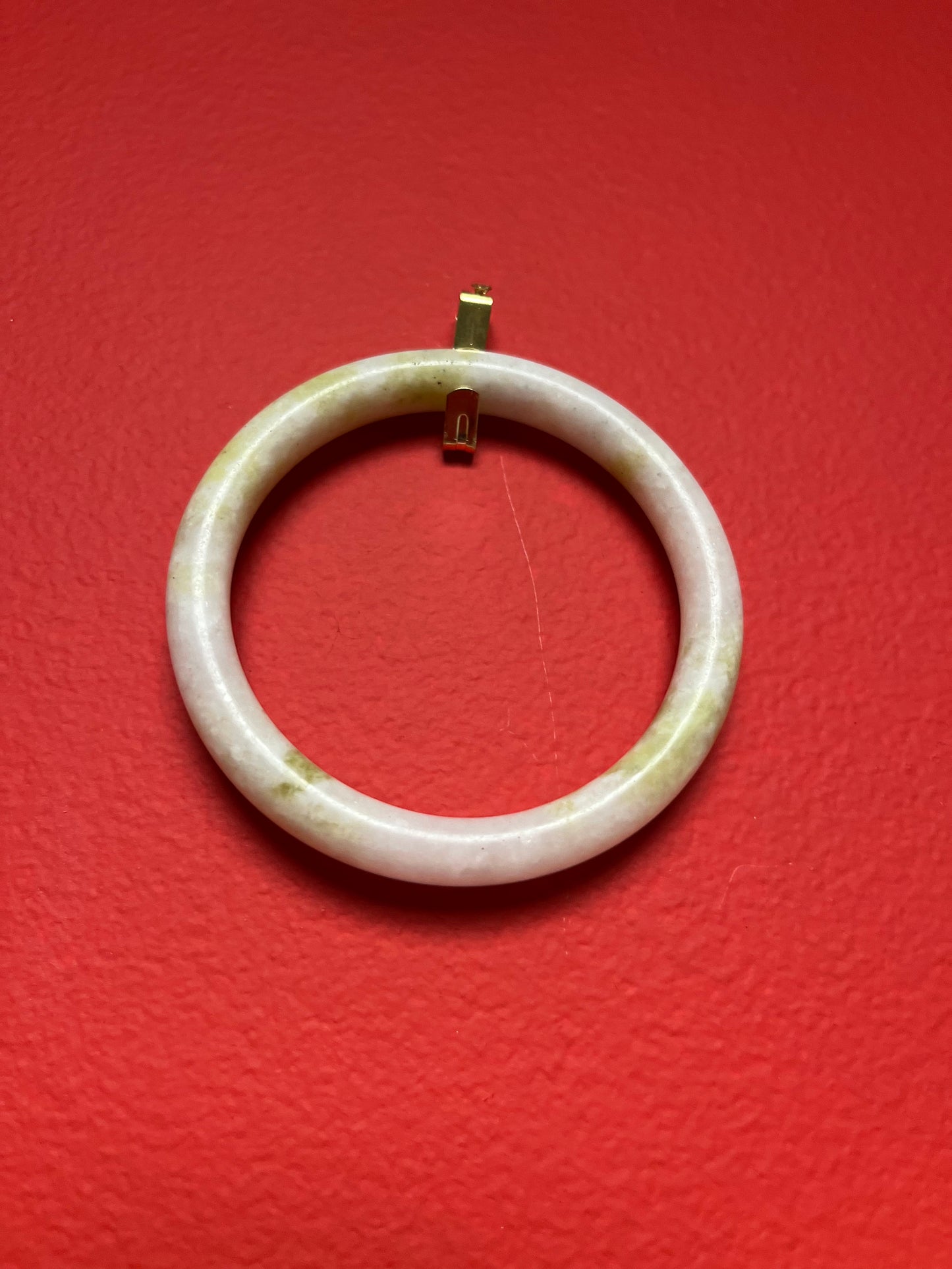 An  Absolutely stunning and unusual Chinese antique moss green jade 3 inch bangle bracelet - wowzers