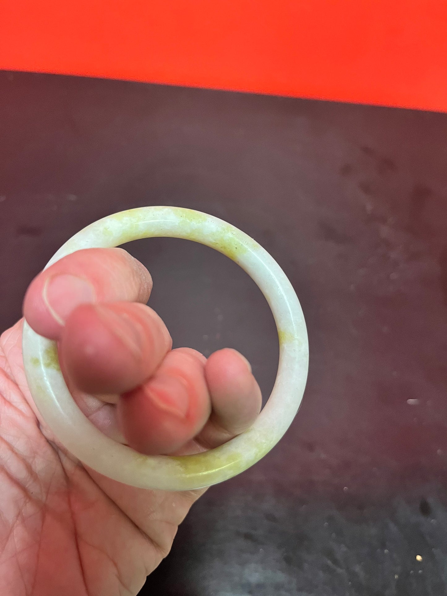 An  Absolutely stunning and unusual Chinese antique moss green jade 3 inch bangle bracelet - wowzers