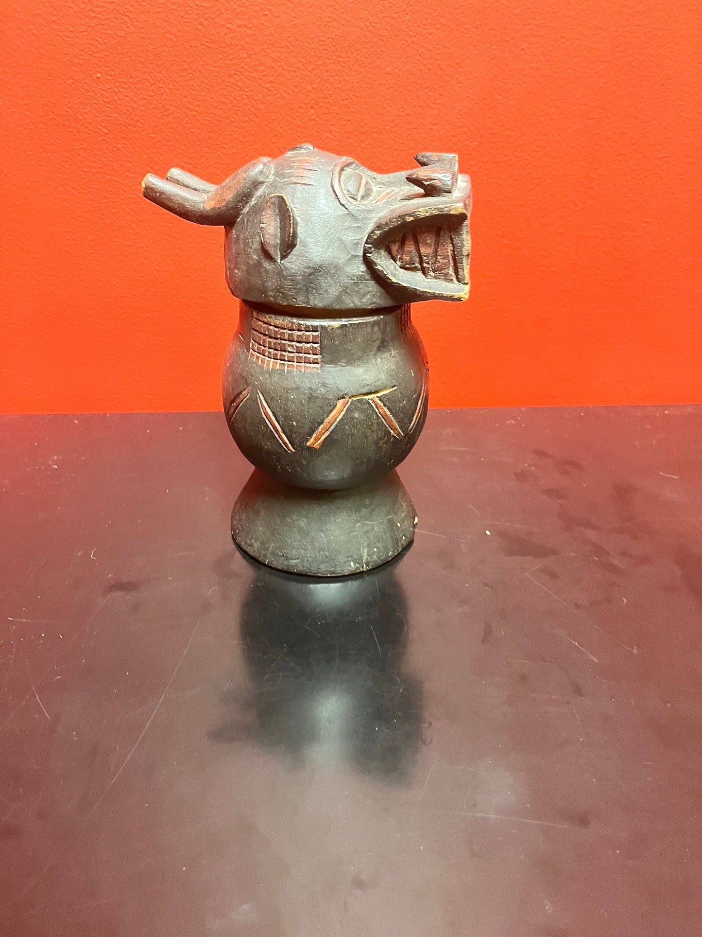 A  Fabulous rare antique African figural carved box   wonderful patina, and facial expression  beautiful piece of African history - 9