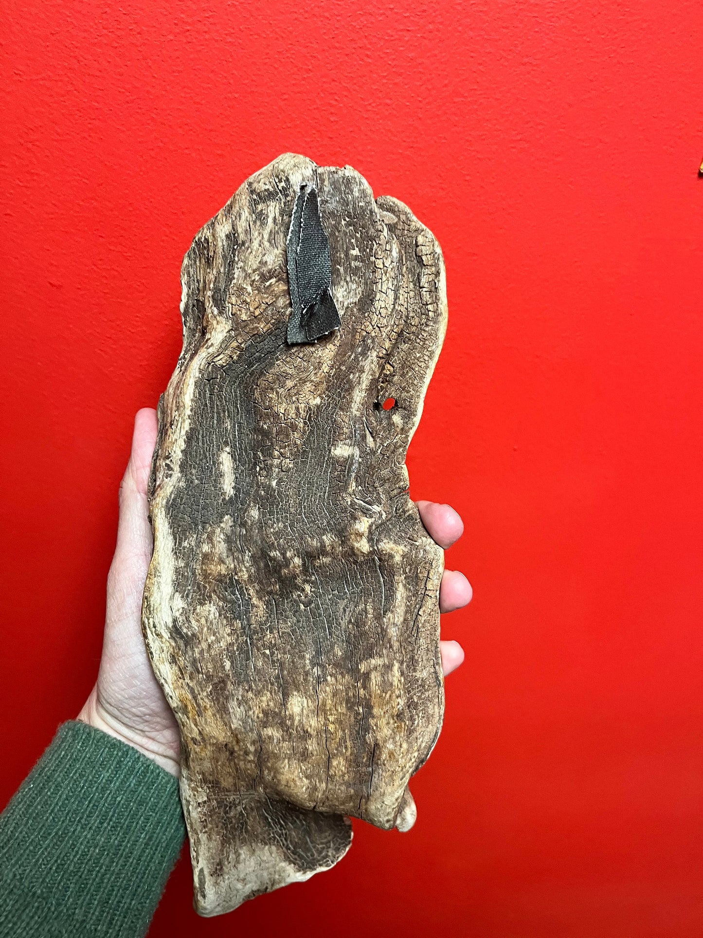 Unusual and rare signed Arizona Navajo, painted Driftwood sculpture wall hanging 13 x 5 estate piece wow