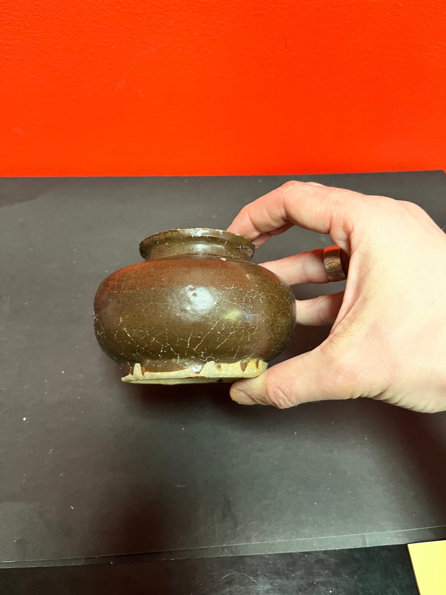 Beautiful 4 x 3 high song dynasty soy glaze bowl antique in good condition