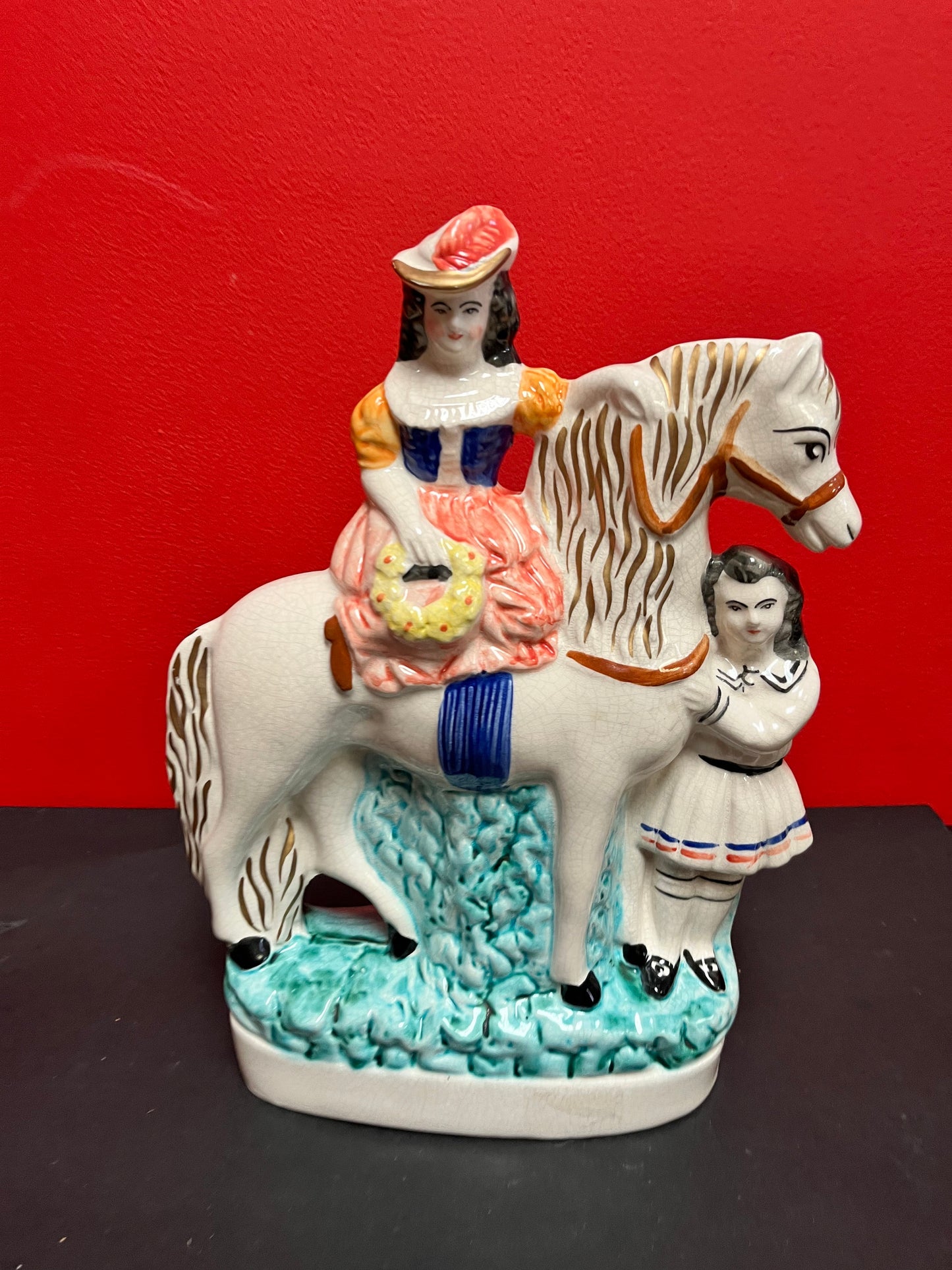 Antique Staffordshire flatback 13 x 10 statue lovely condition 1900 to 1920