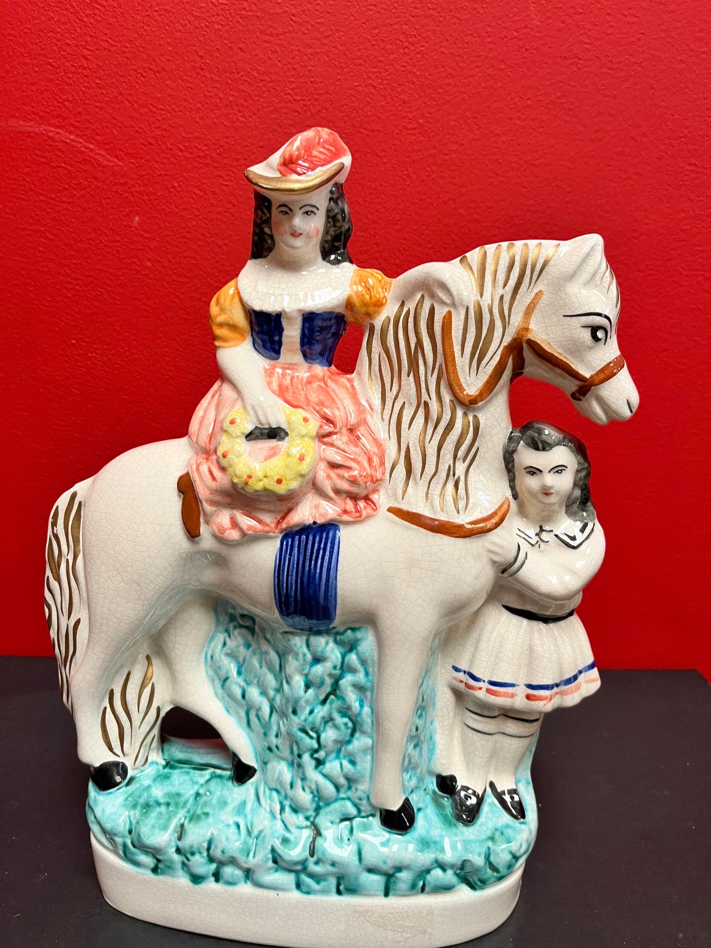 Antique Staffordshire flatback 13 x 10 statue lovely condition 1900 to 1920