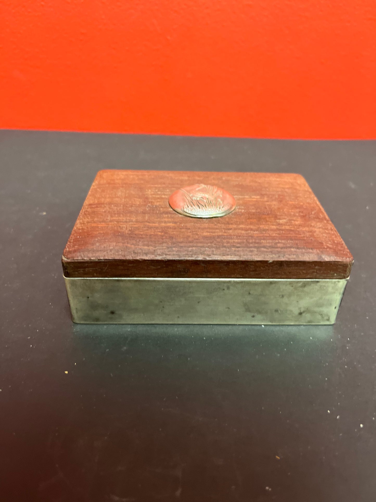5 x 4 x 1 1/2 high magnificent Japanese Sterling silver and rosewood box inscribed inside the lid and stamped Sterling wow