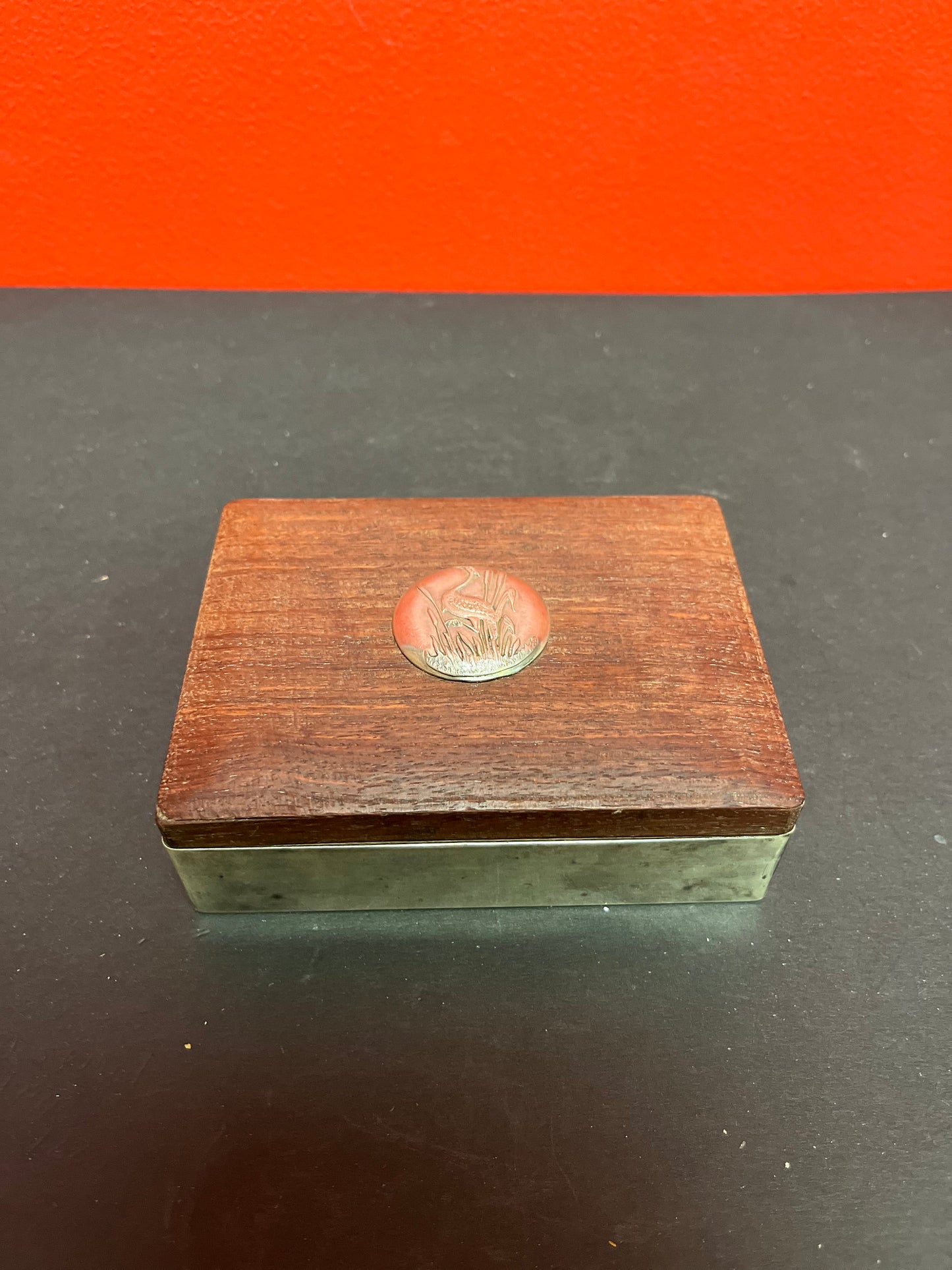 5 x 4 x 1 1/2 high magnificent Japanese Sterling silver and rosewood box inscribed inside the lid and stamped Sterling wow