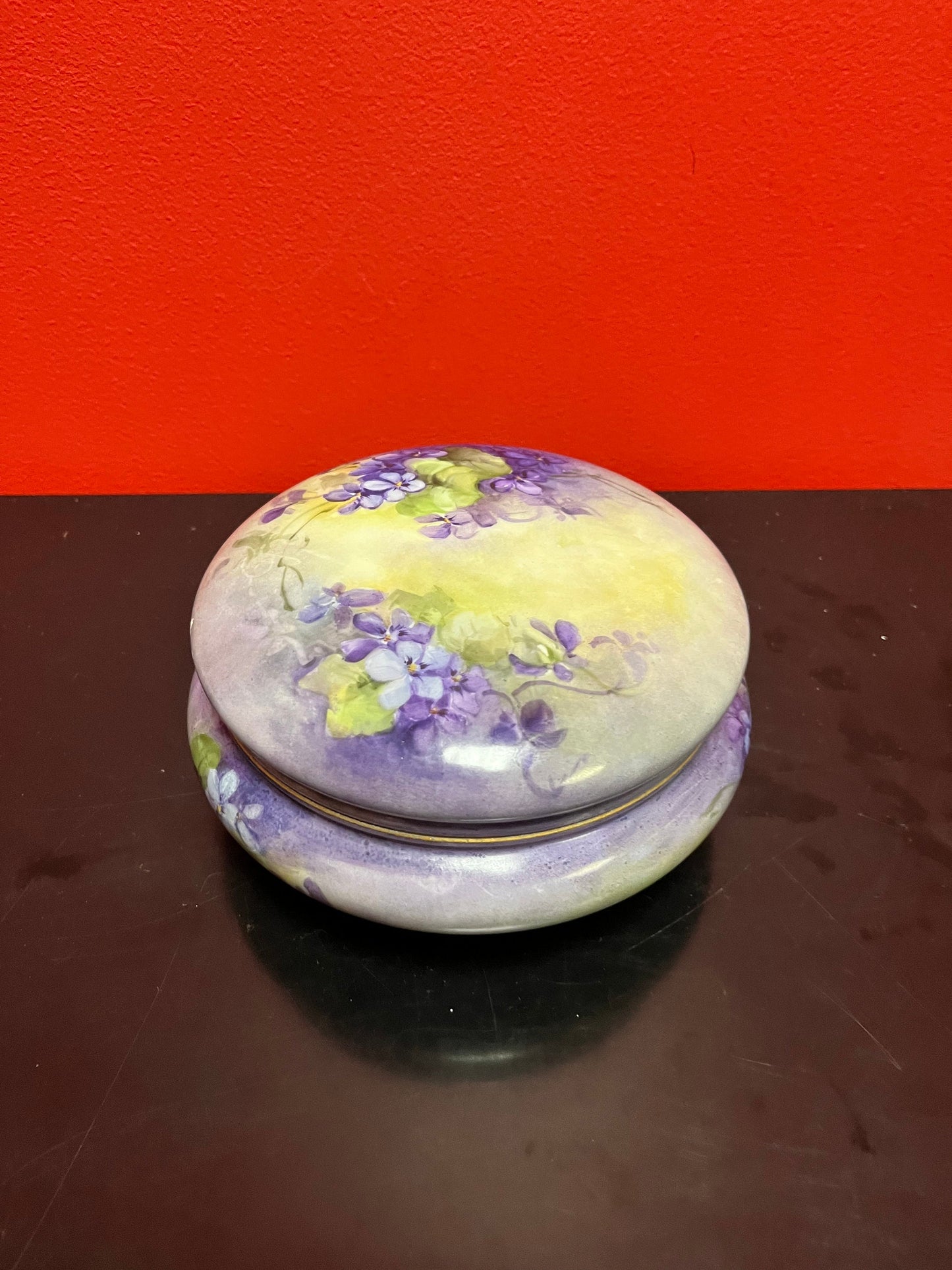 Lovely antique 7 x 3 high European handpainted floral porcelain jewellery box wonderful gift of your own home good condition