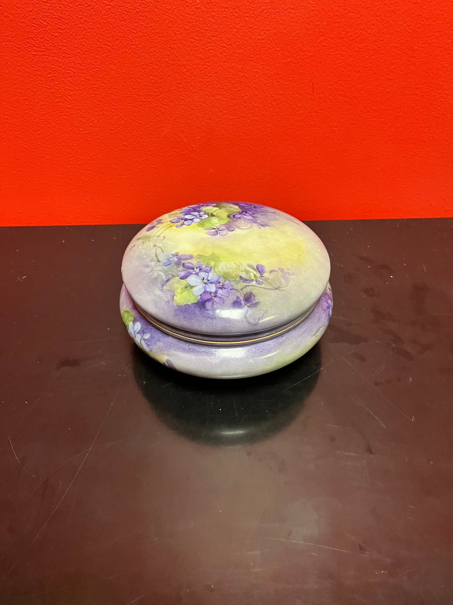 Lovely antique 7 x 3 high European handpainted floral porcelain jewellery box wonderful gift of your own home good condition