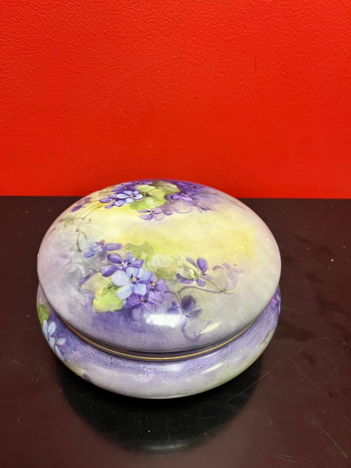Lovely antique 7 x 3 high European handpainted floral porcelain jewellery box wonderful gift of your own home good condition