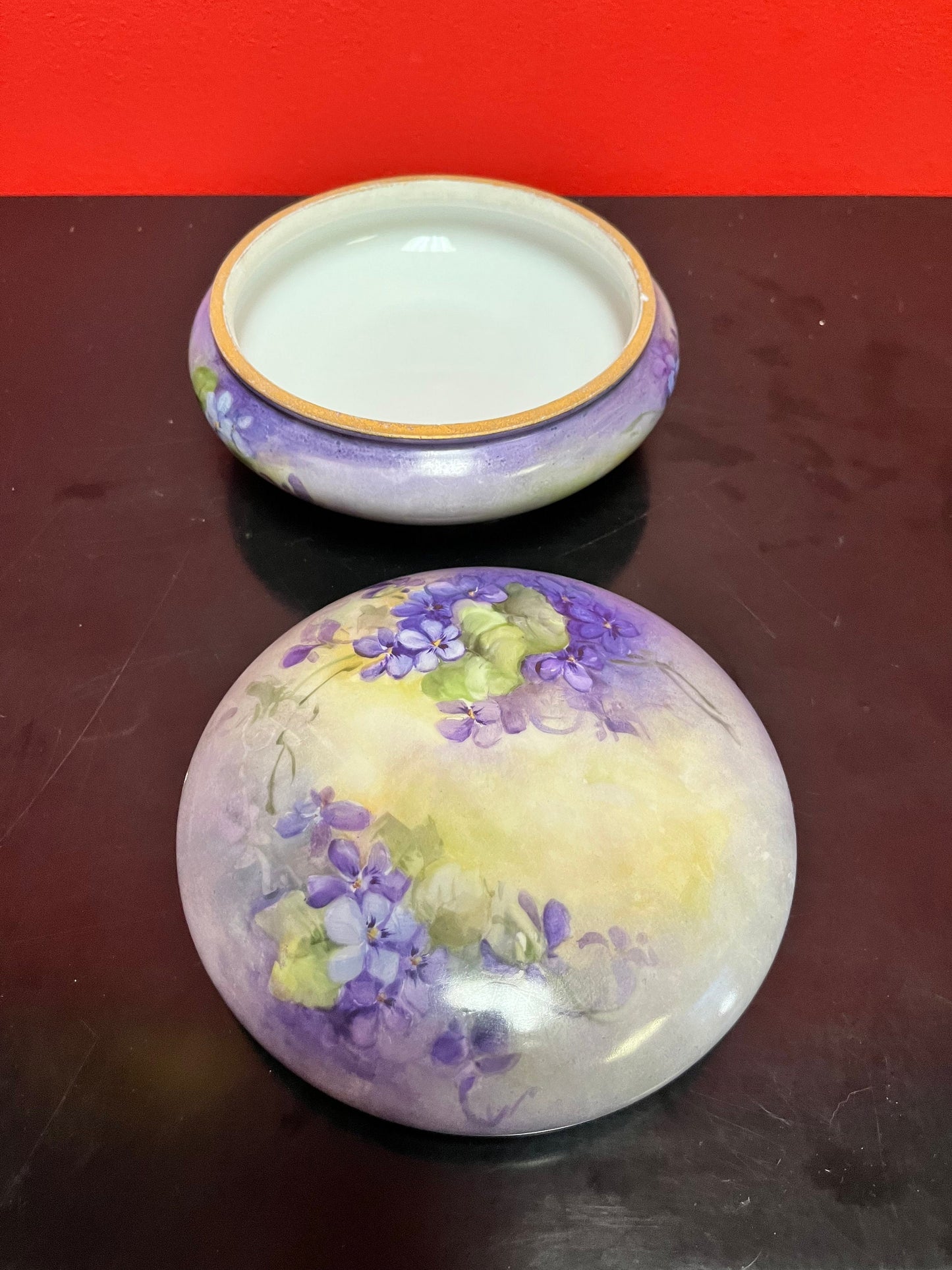 Lovely antique 7 x 3 high European handpainted floral porcelain jewellery box wonderful gift of your own home good condition
