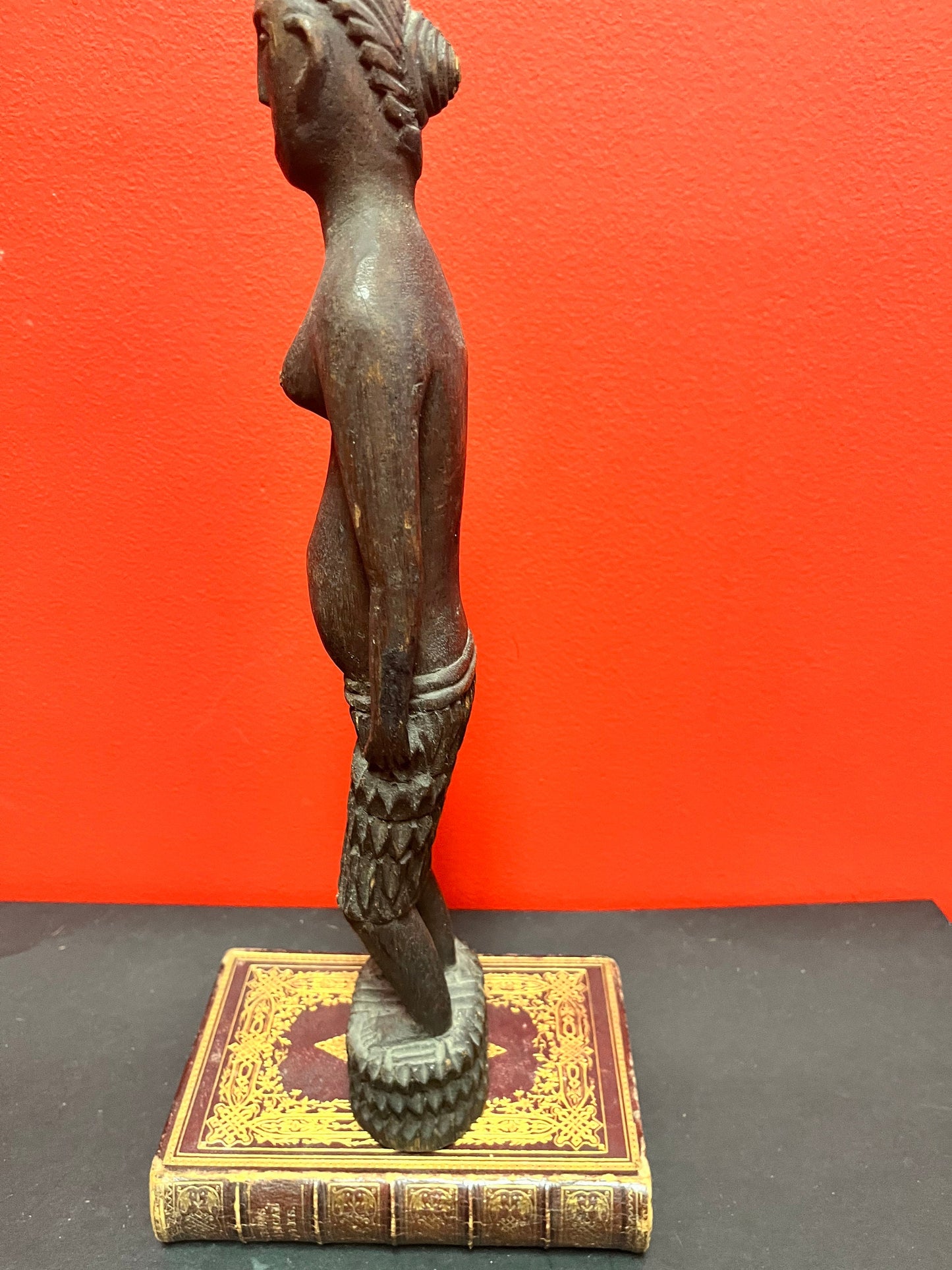 A Stunning antique 14 inch tall western African statue of a lady wonderful Patina and detail