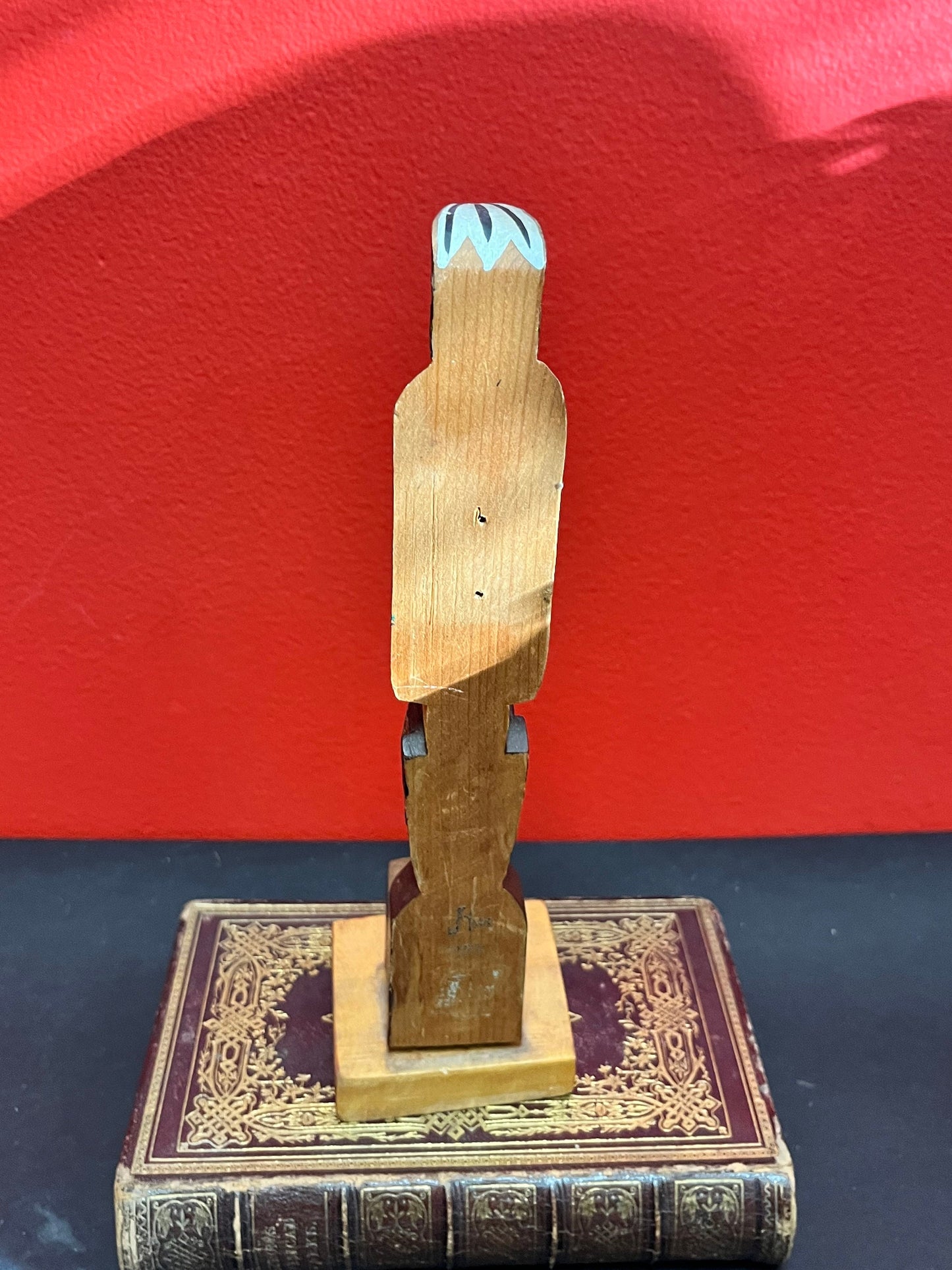 Antique folk art 9 x 3.5 inch indigenous first nations pacific northwest coast eagle bear transformation totem pole