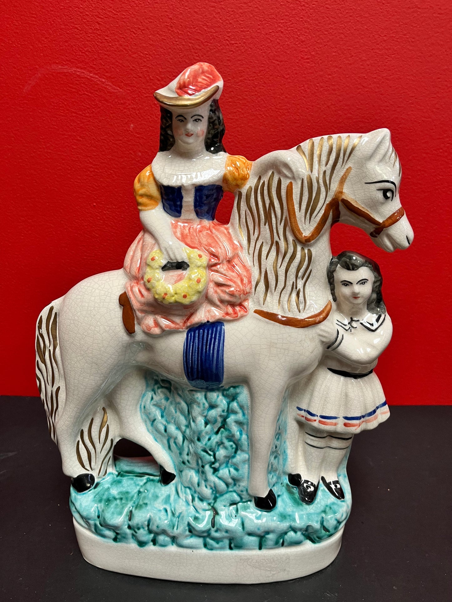 Antique Staffordshire flatback 13 x 10 statue lovely condition 1900 to 1920