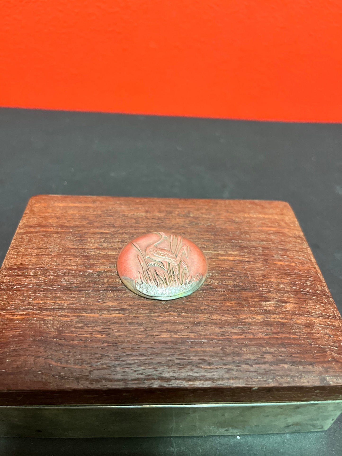 5 x 4 x 1 1/2 high magnificent Japanese Sterling silver and rosewood box inscribed inside the lid and stamped Sterling wow