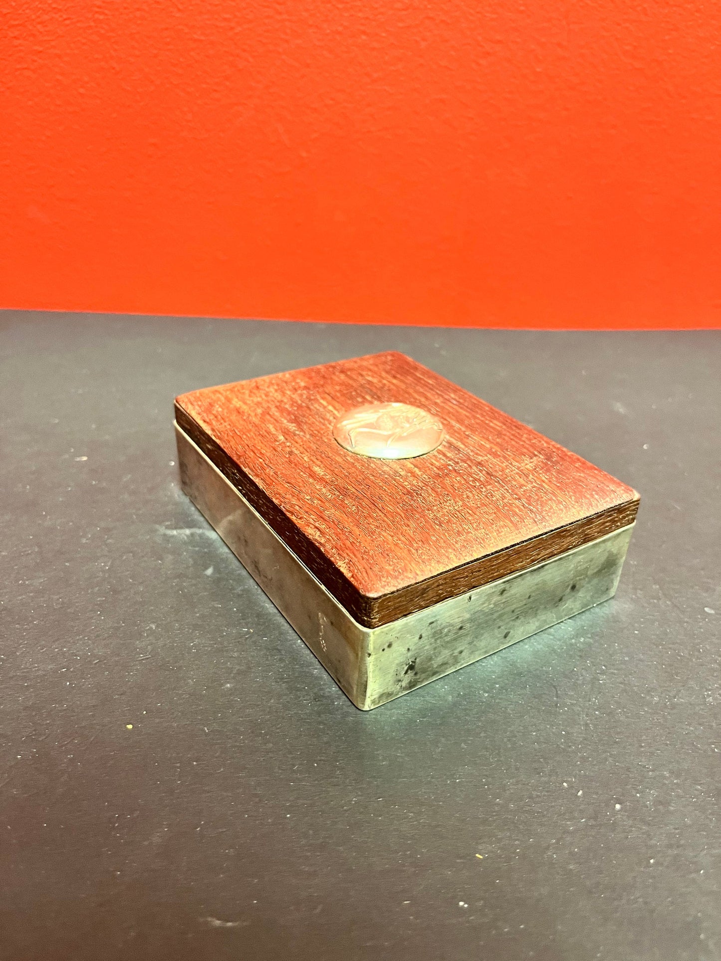 5 x 4 x 1 1/2 high magnificent Japanese Sterling silver and rosewood box inscribed inside the lid and stamped Sterling wow