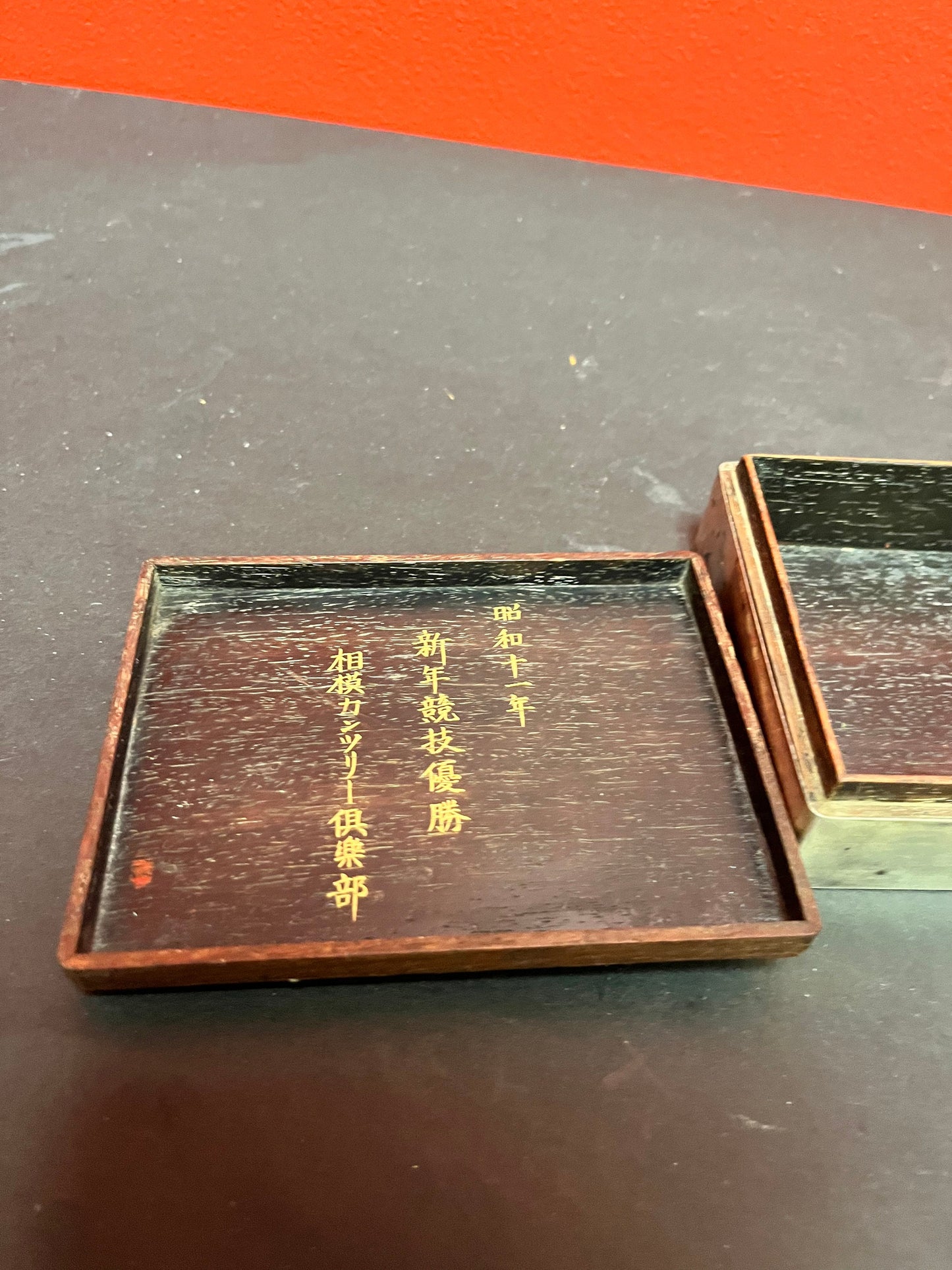 5 x 4 x 1 1/2 high magnificent Japanese Sterling silver and rosewood box inscribed inside the lid and stamped Sterling wow