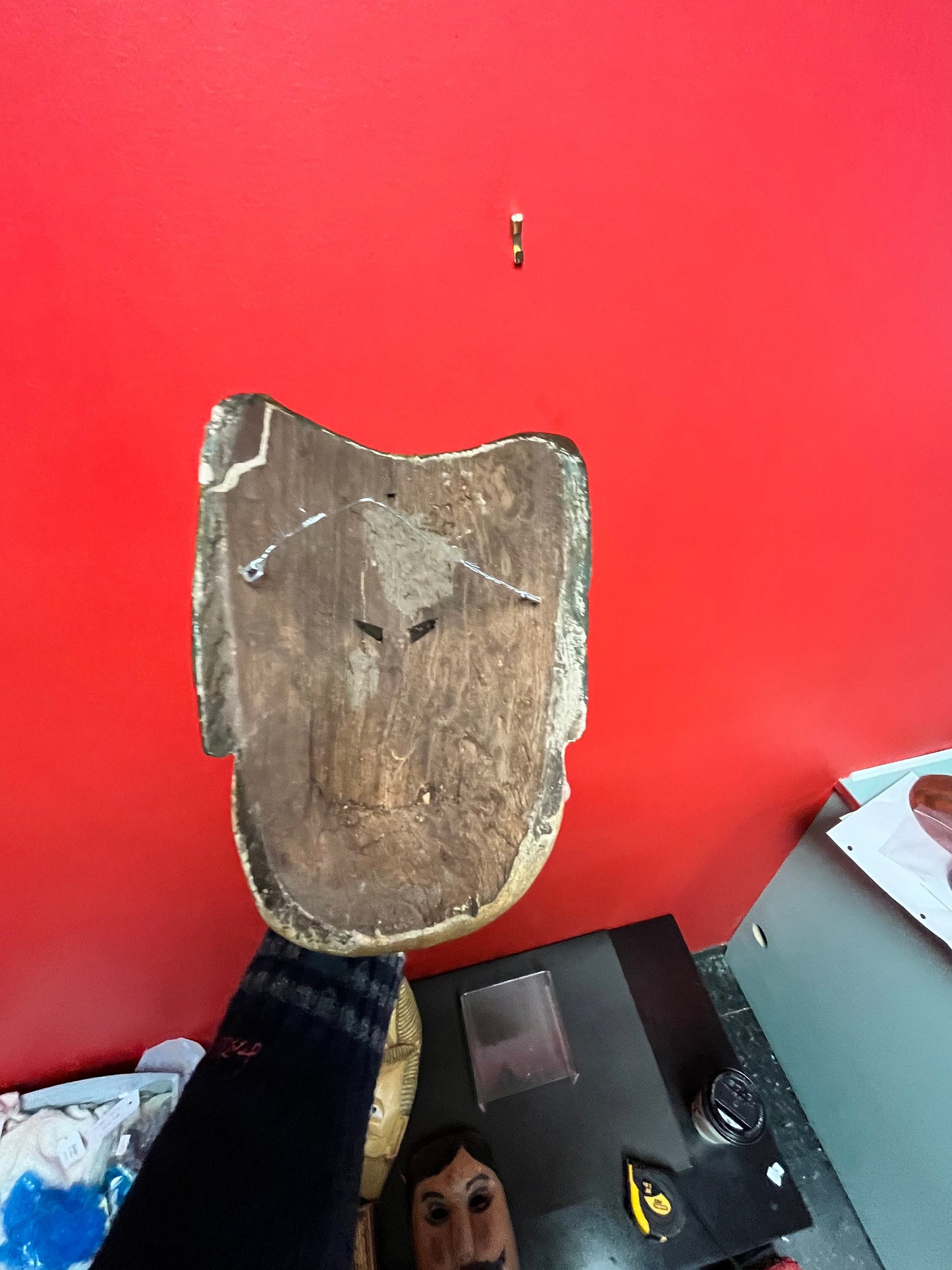 Lovely antique Mexican 9 1/2 x 6 1/2 folk art mask  great look and craftsmanship