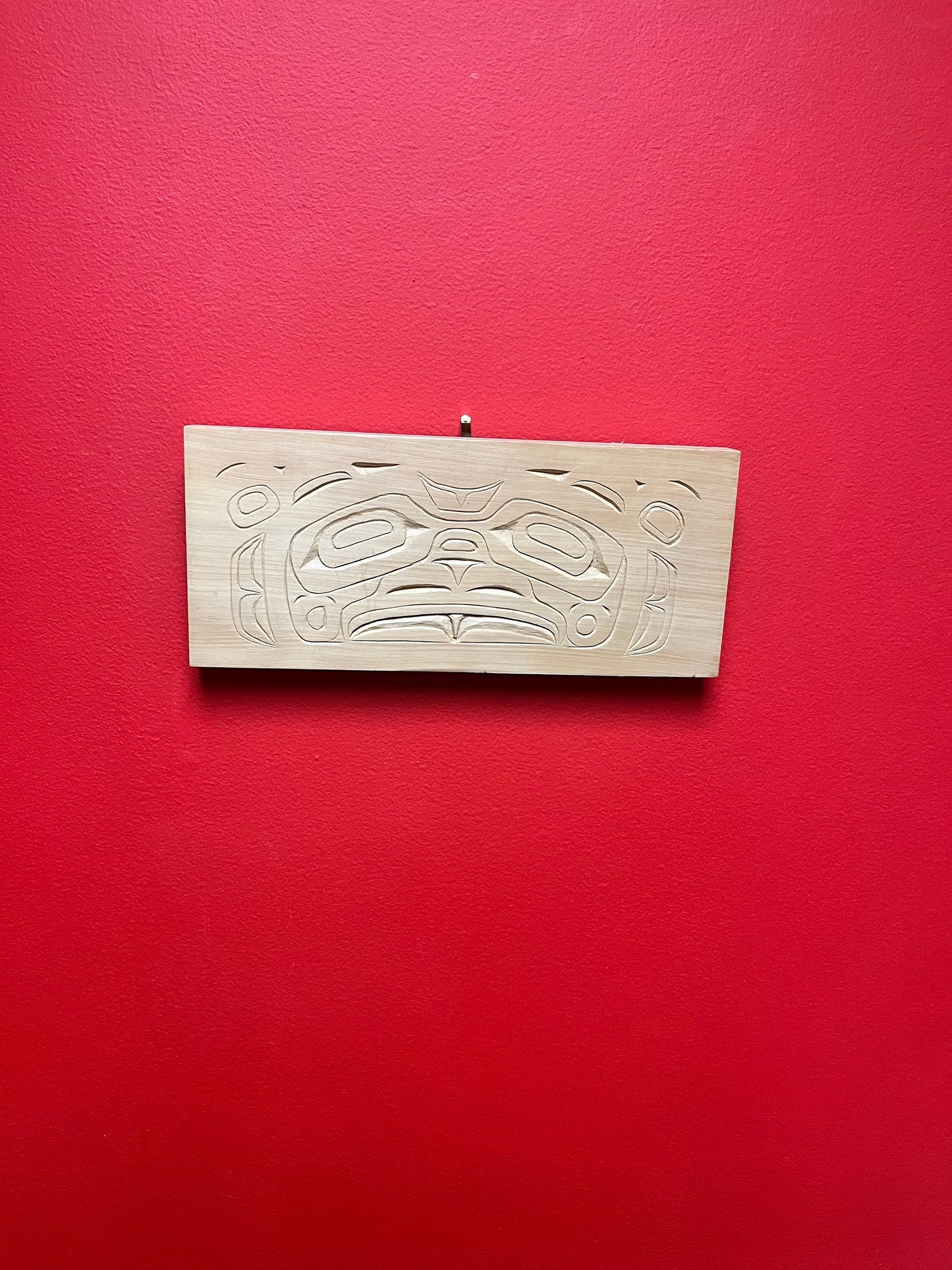11 1/2 x 5 x 1 thick Indigenous, first nations pacific northwest coast signed cedar thunderbird panel  great gift  ready to hang