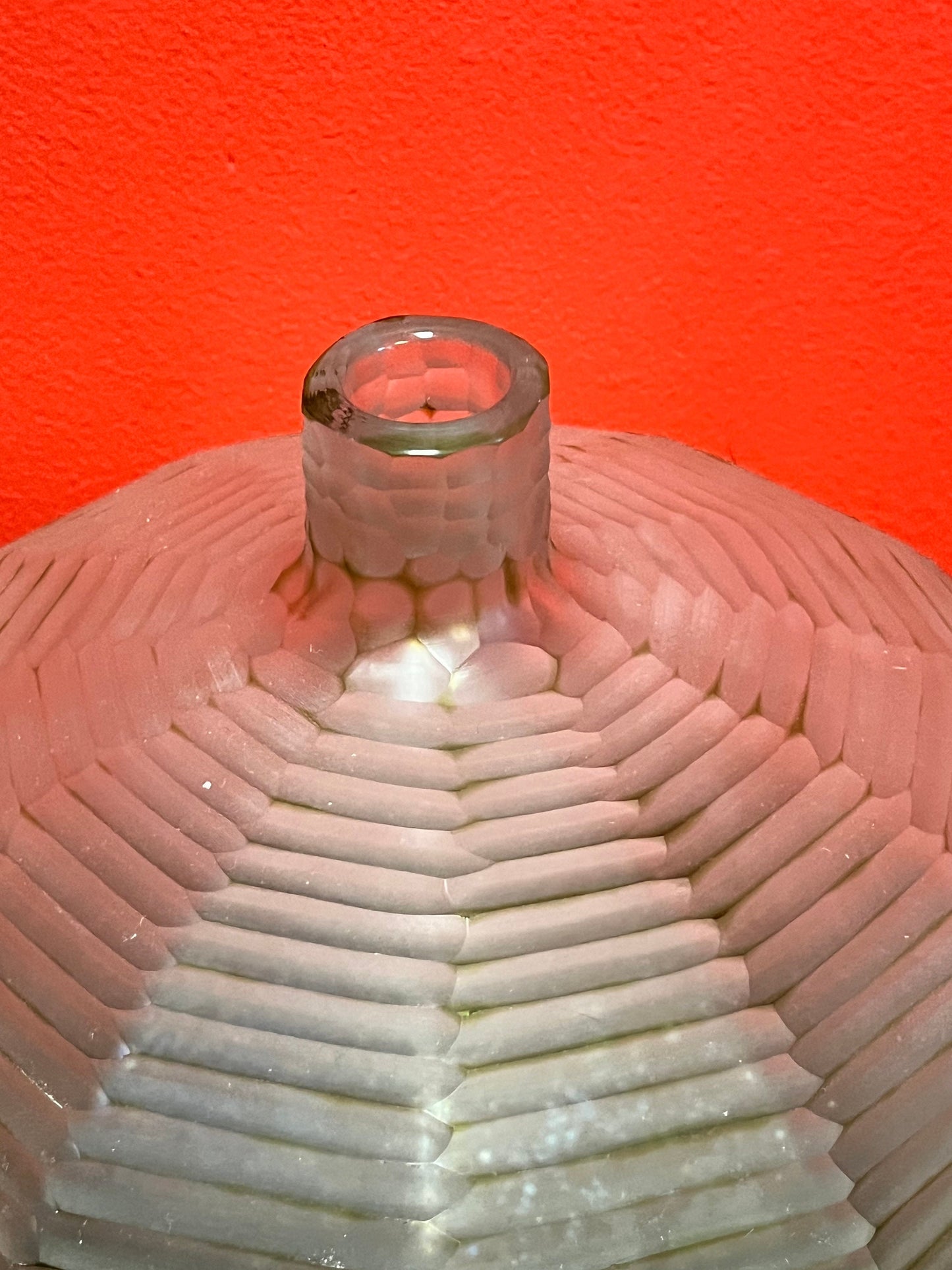 A Stunning appox 1 foot tall French opalescent multi facetted vase great look and condition