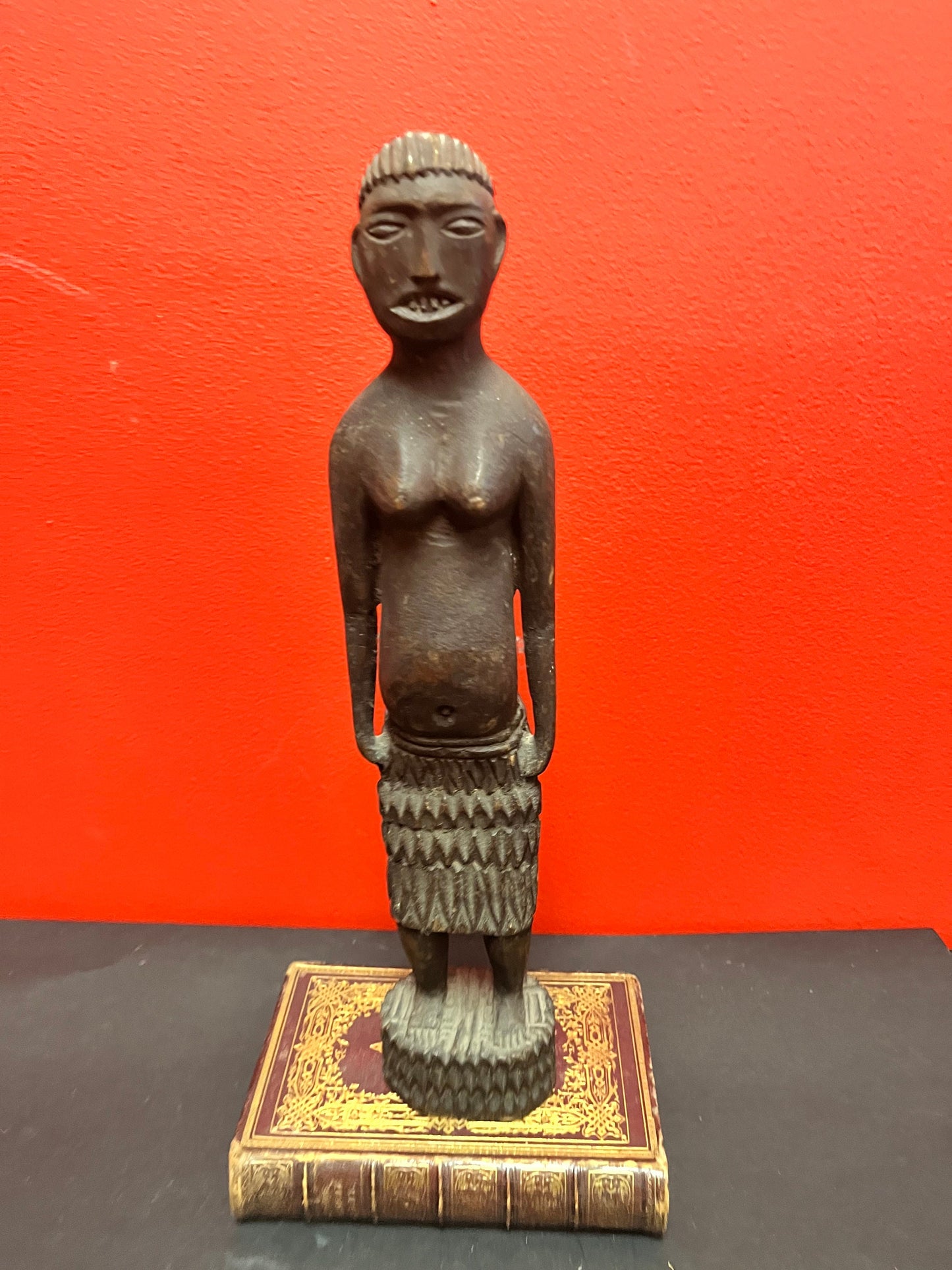 A Stunning antique 14 inch tall western African statue of a lady wonderful Patina and detail