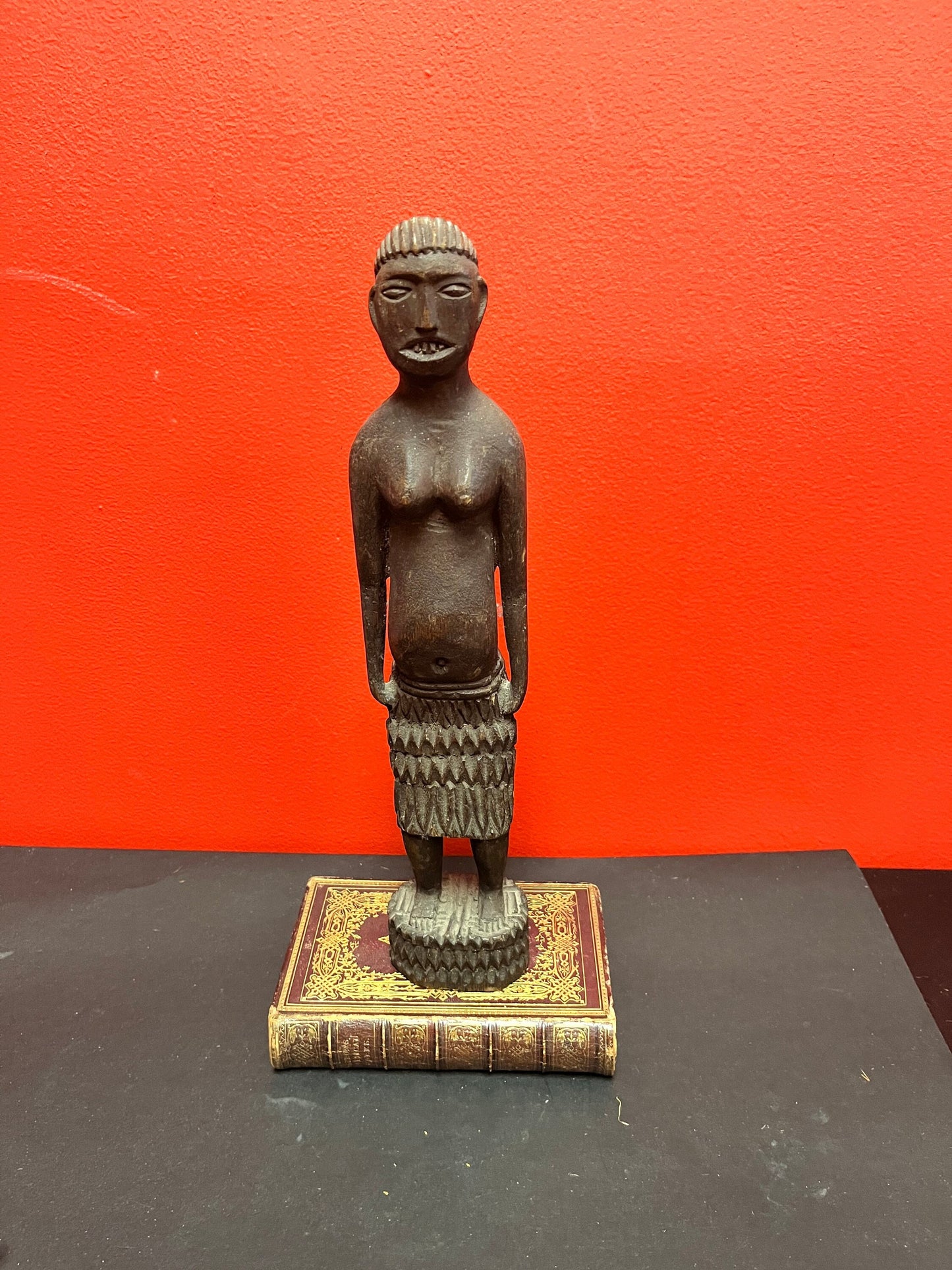 A Stunning antique 14 inch tall western African statue of a lady wonderful Patina and detail