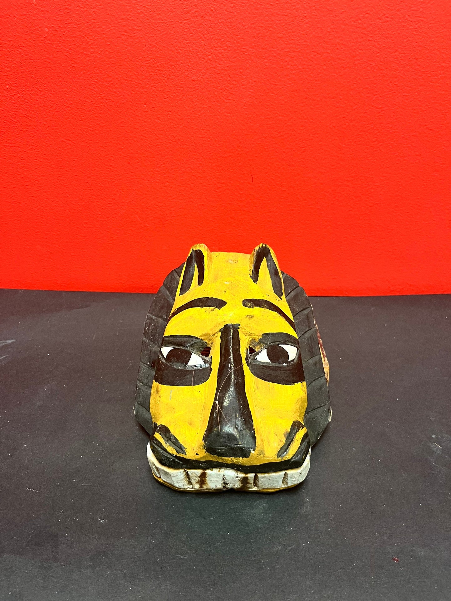8 1/2 by 6 1/2 antique South American painted animal mask very cool