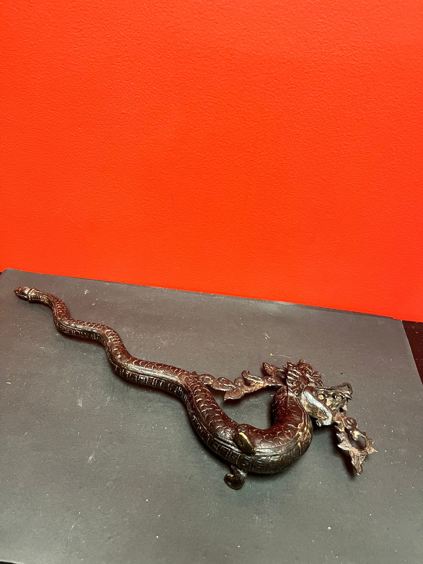 A Stunning huge antique Chinese Bronze, 19 x 7 high inch dragon