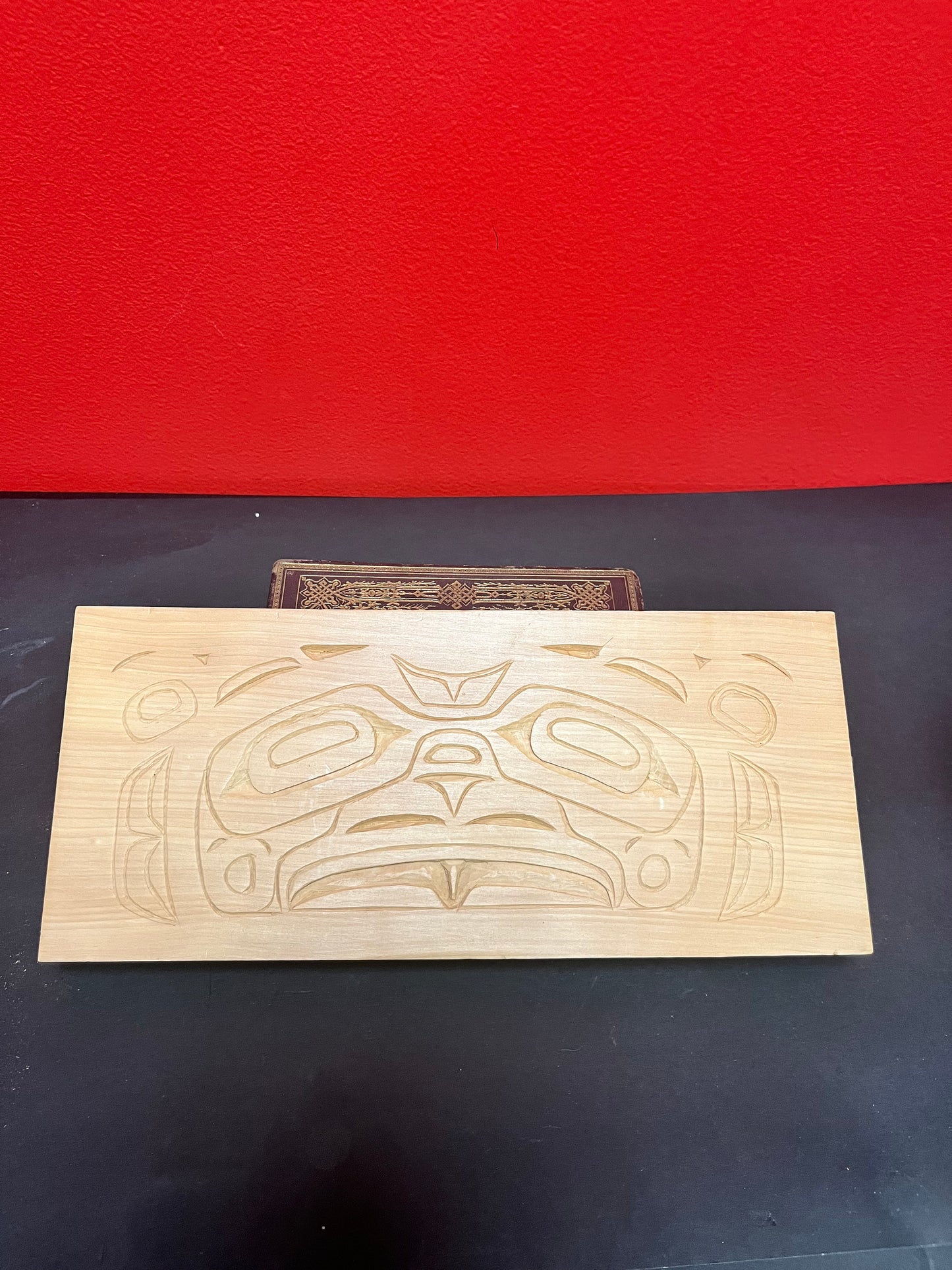 11 1/2 x 5 x 1 thick Indigenous, first nations pacific northwest coast signed cedar thunderbird panel  great gift  ready to hang