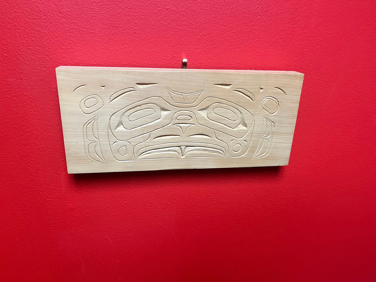 11 1/2 x 5 x 1 thick Indigenous, first nations pacific northwest coast signed cedar thunderbird panel  great gift  ready to hang