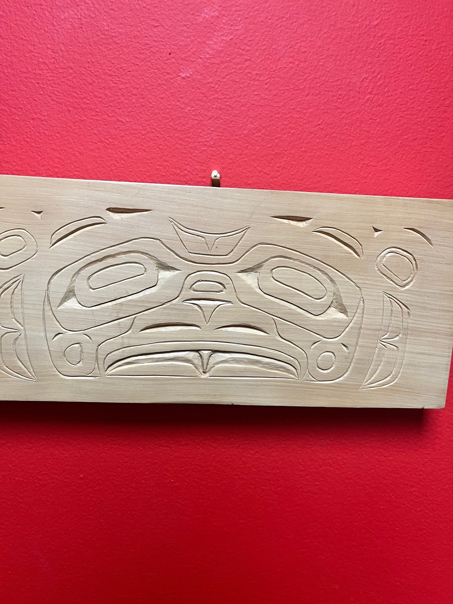 11 1/2 x 5 x 1 thick Indigenous, first nations pacific northwest coast signed cedar thunderbird panel  great gift  ready to hang