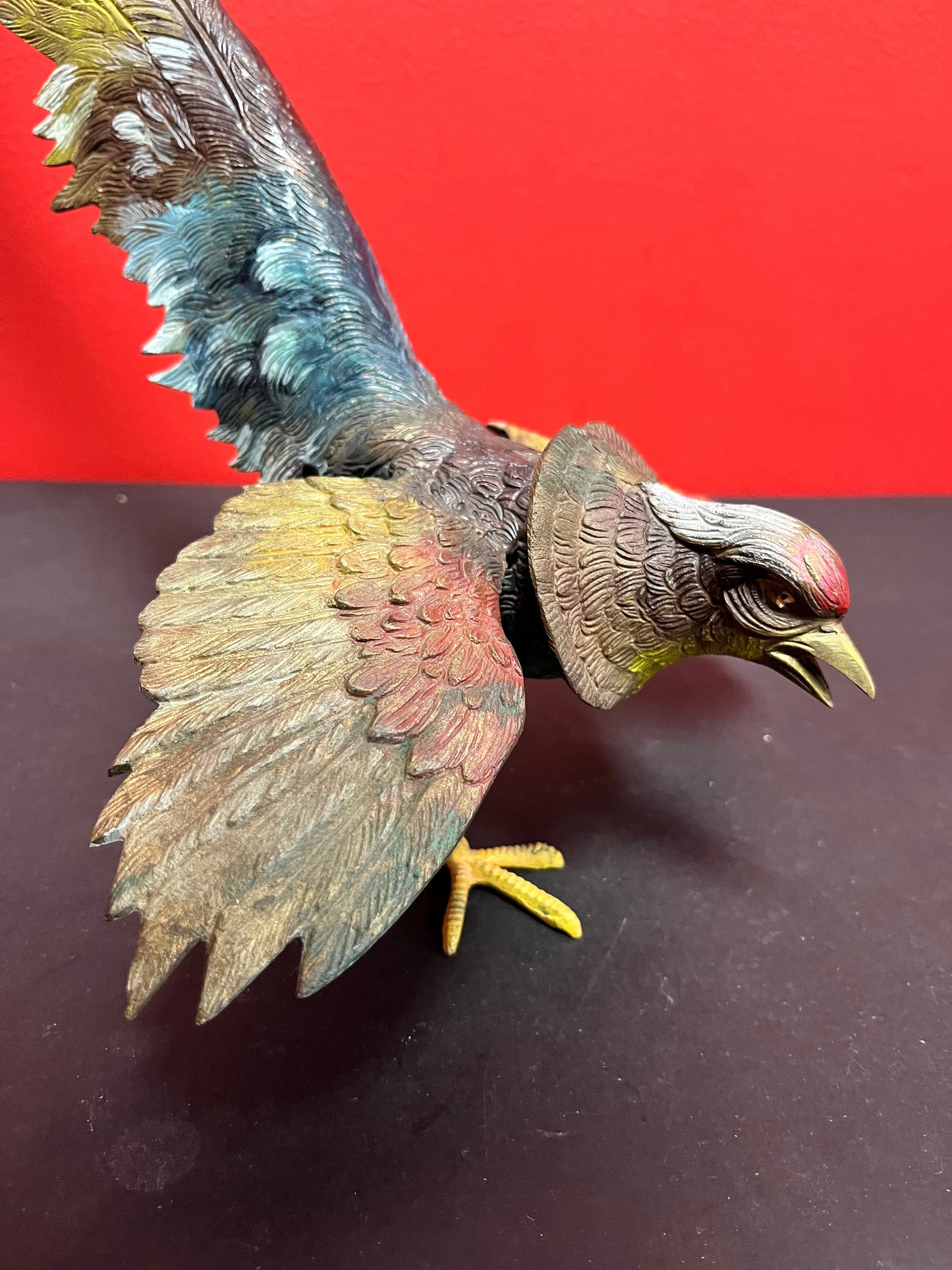 17 x 9 inch Austrian bronze authentic cold painted bronze pheasant fabulous condition and wonderful patina wow wow
