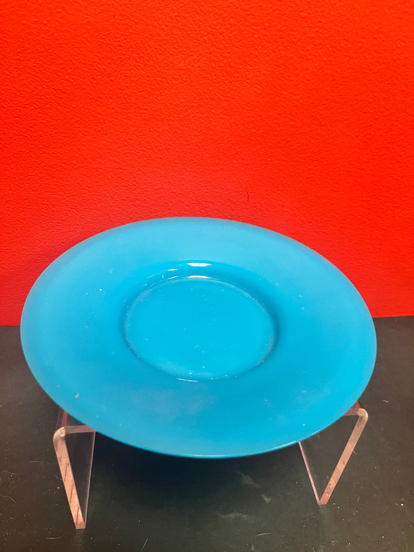 Stunning antique Chinese 8 inch Peking glass blue plate mint condition