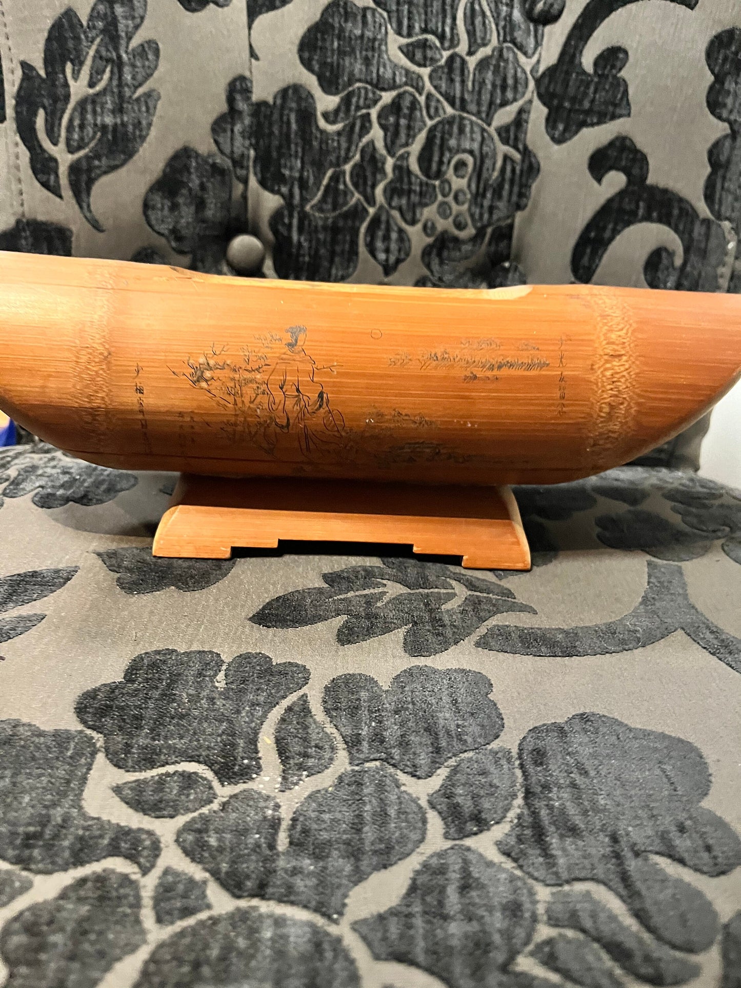 12 inch Chinese antique bamboo brush pot