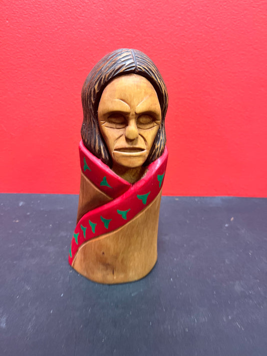 Fabulous and Unusual Indigenous first nations pacific northwest coast, signed 7 inch high statue of an indigenous person - wow wow