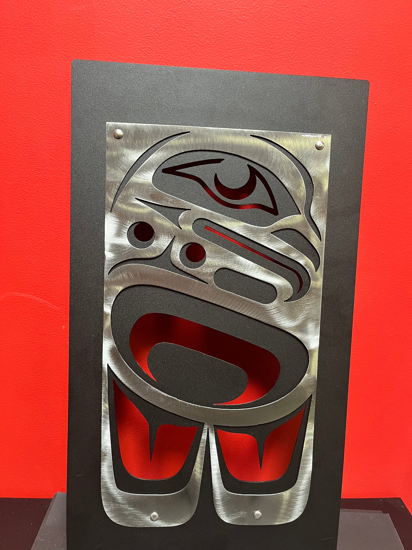 Museum quality 27 x 15 “ Canadian artist Robert Davidson steel and graphite authentic original wall art spectacular