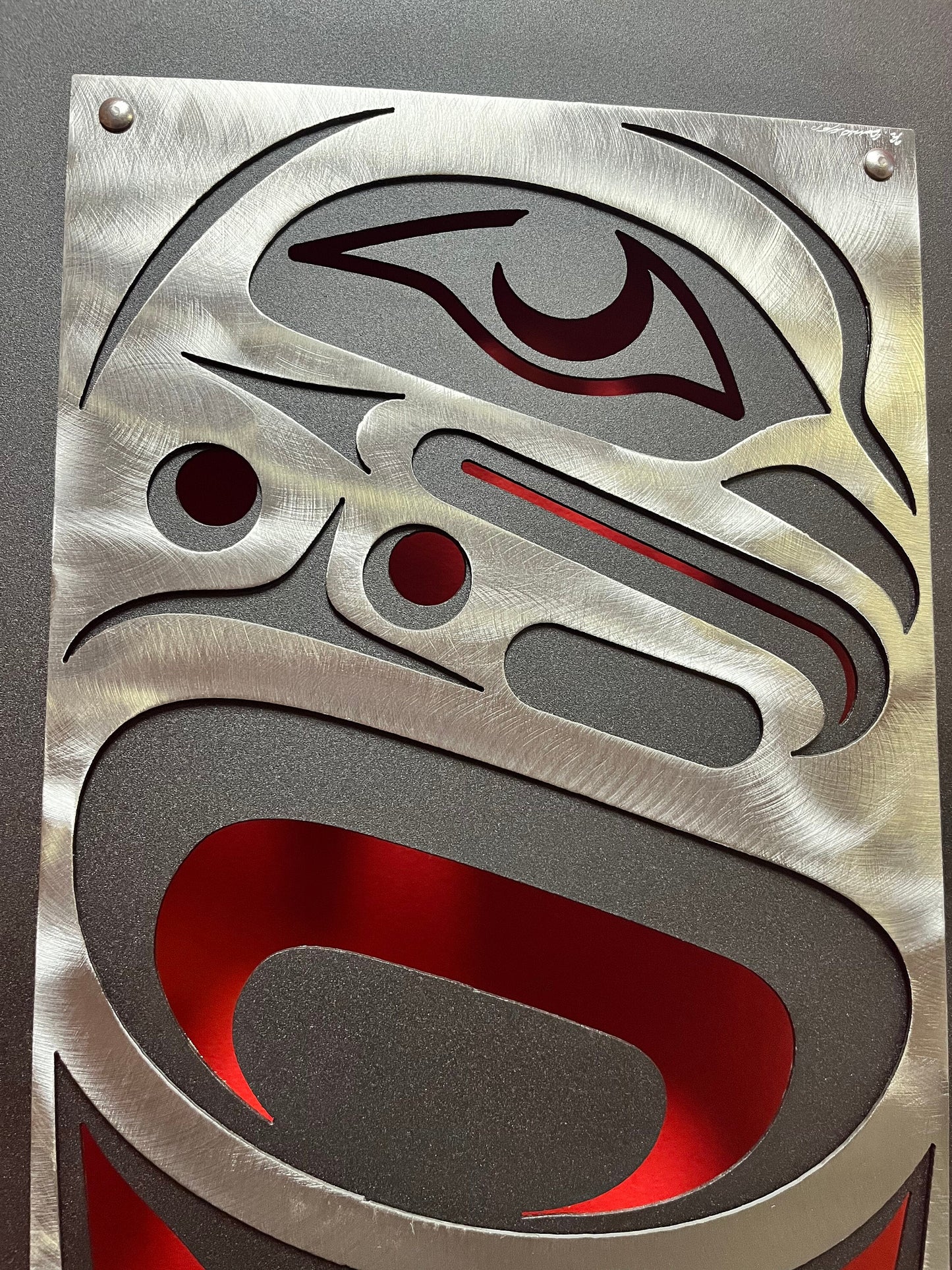 Museum quality 27 x 15 “ Canadian artist Robert Davidson steel and graphite authentic original wall art spectacular