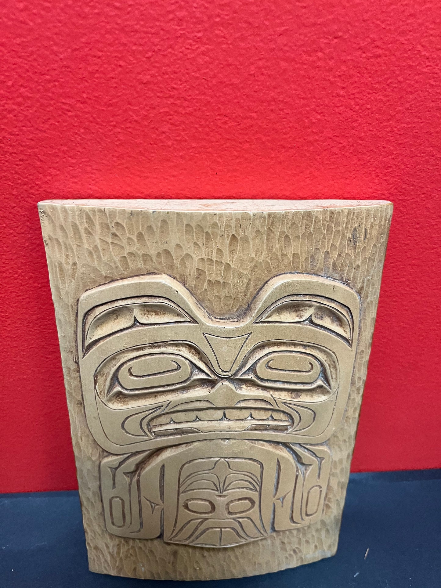 Lovely 9 by 7.5 by .5 inch cedar Indigenous first nations, Alaskan signed transformation  plaque - two available - need hanger