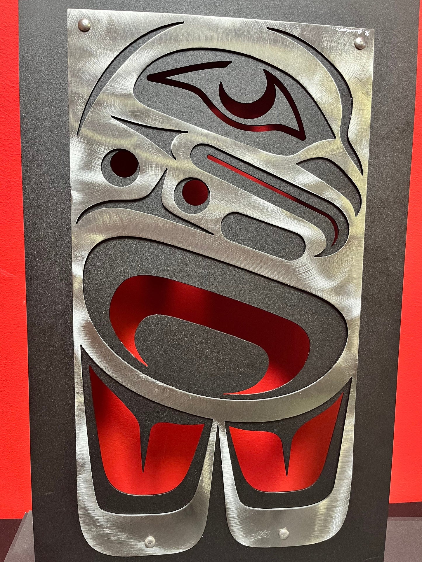 Museum quality 27 x 15 “ Canadian artist Robert Davidson steel and graphite authentic original wall art spectacular