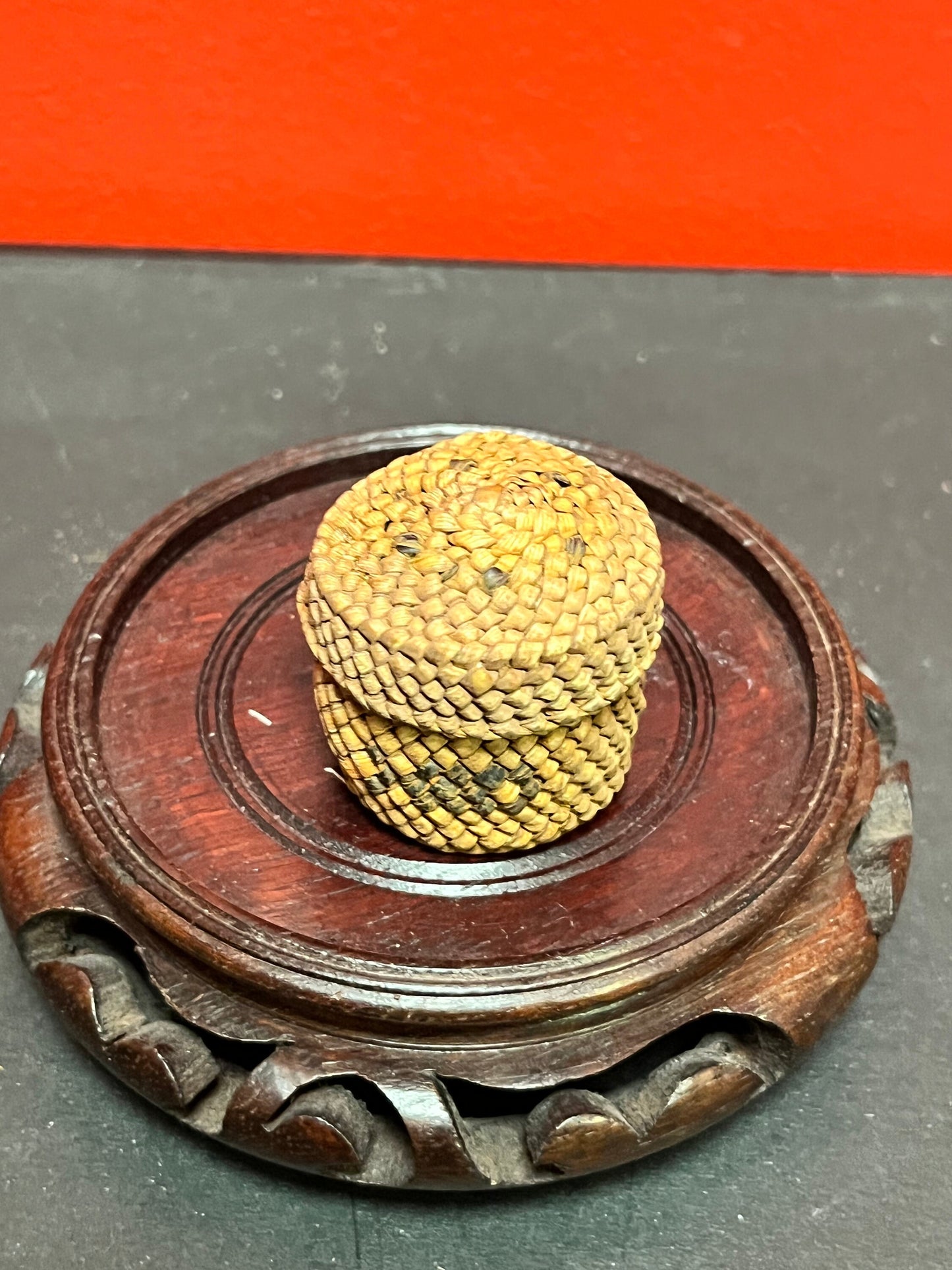 Lovely Small Indigenous first nations pacific north west coast woven basket - 1.5 inches high mint condition