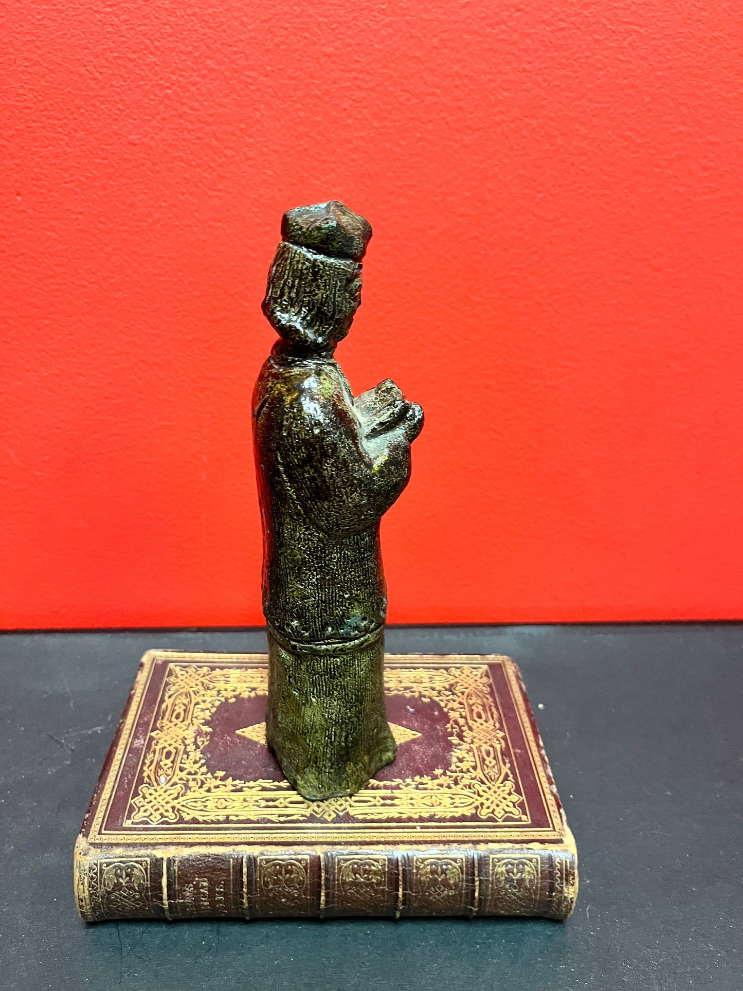 Very cool 8 inch European stone statue of a priest unique in good condition