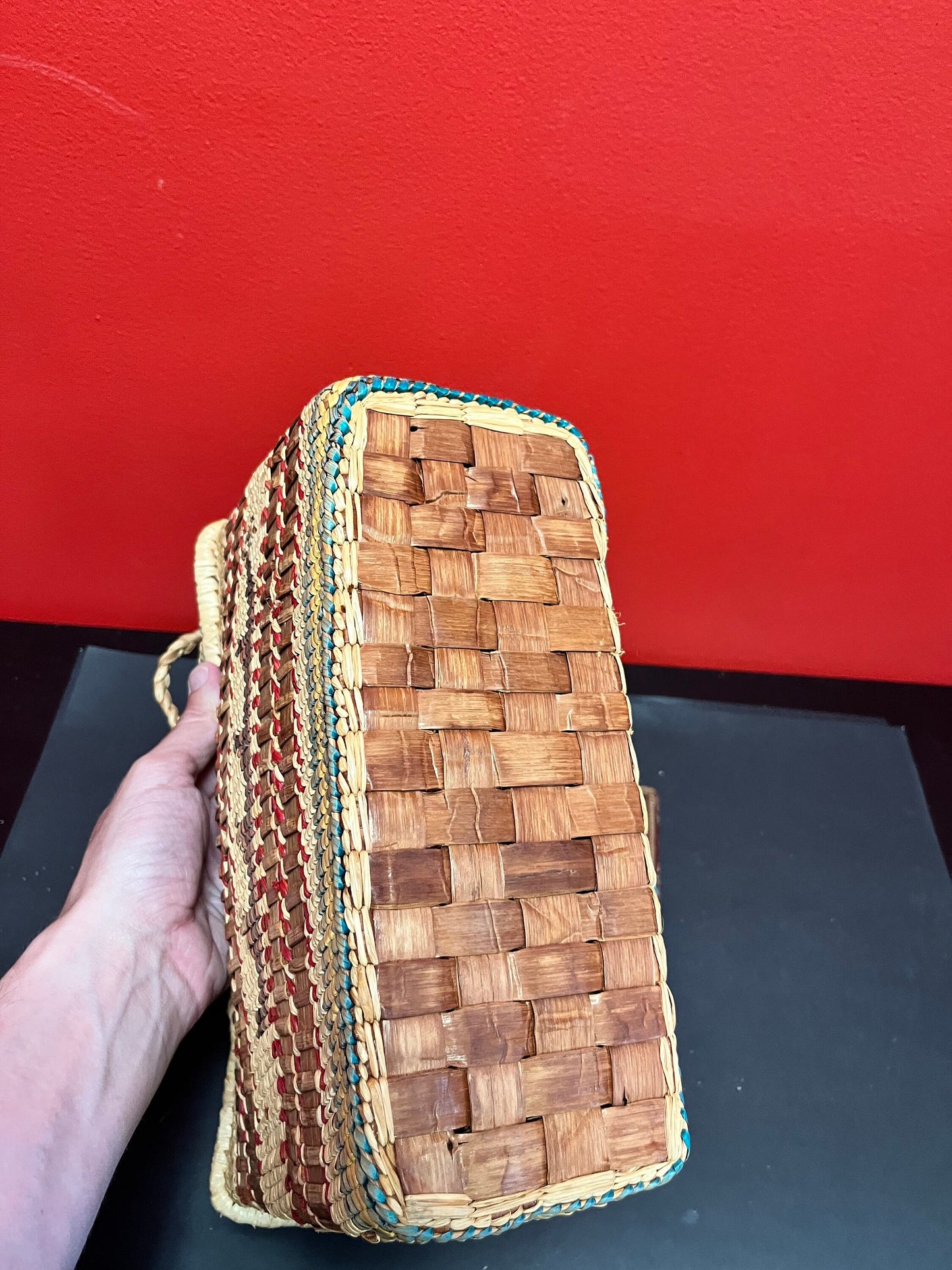 Museum quality 11 x 13 high indigenous first nations coast Salish basket with handles in mint condition wow