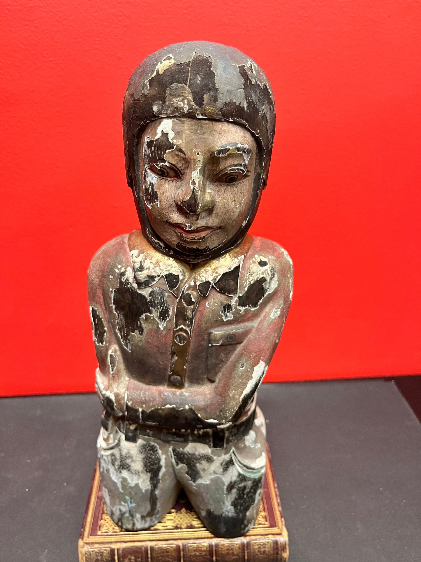 13 inch rare Canadian antique folk art aviator wooden statue amazing Patina perfect flying gift