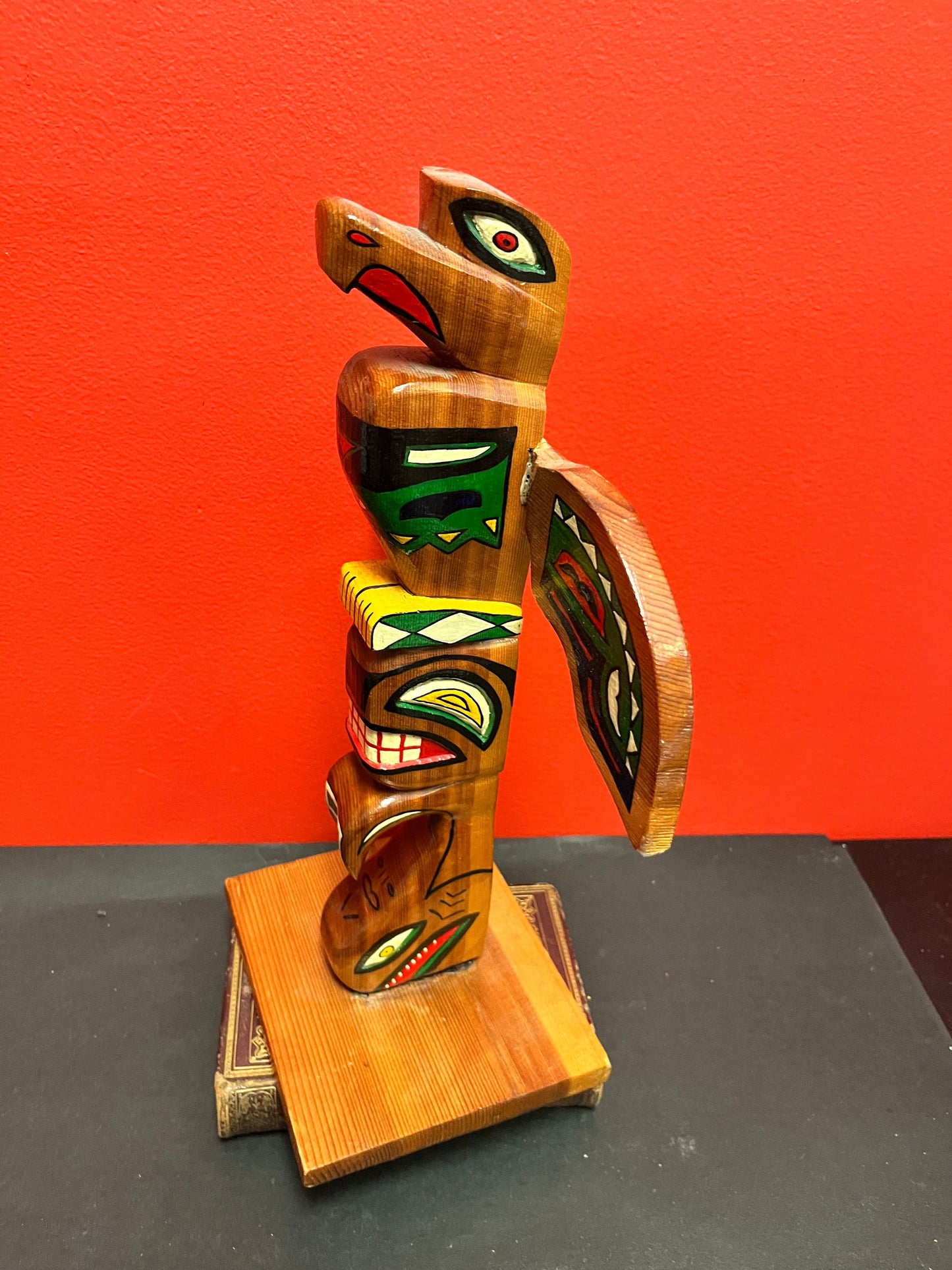 Fabulous 13 x 9 authentic indigenous first nations 1950s  Kamloops polychrome totem  wonderful craftsmanship