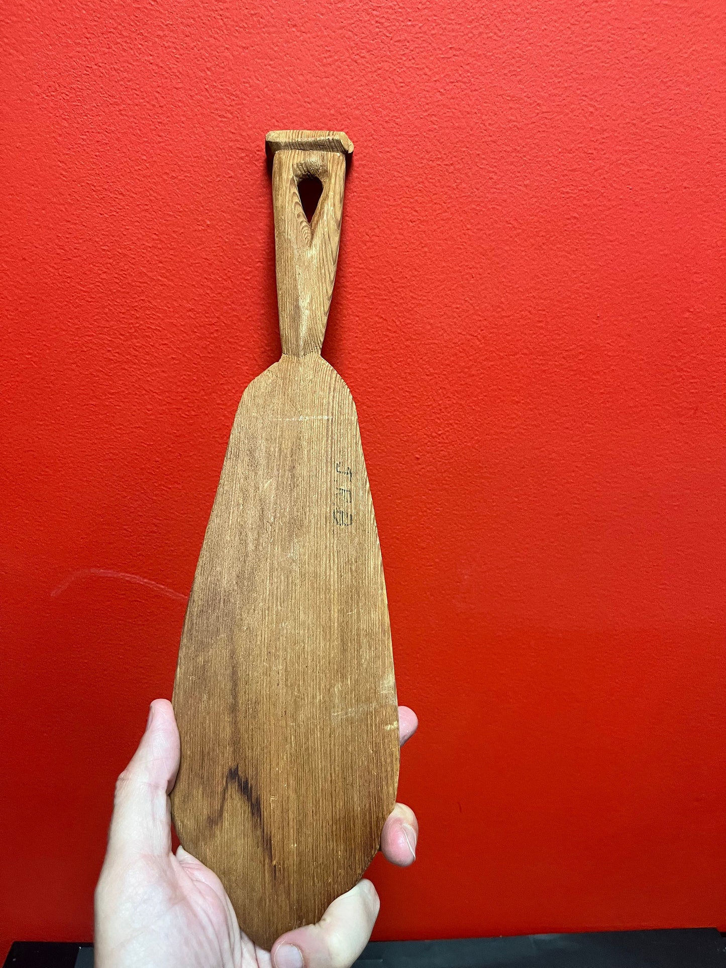 Lovely handpainted 15 inch long Cedar Indigenous first nations pacific northwest coast antique paddle  unusual and cool