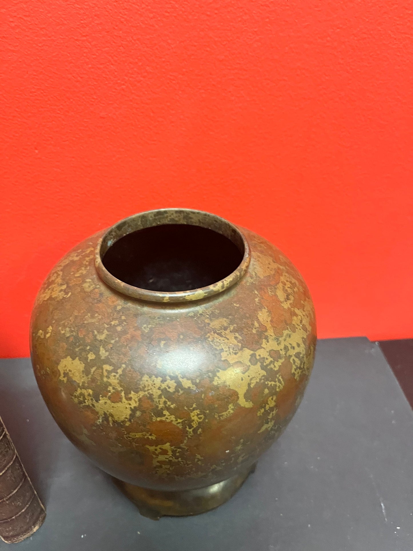 Stunning antique Japanese bronze, 8 inch vase on original stand great patina - Super value