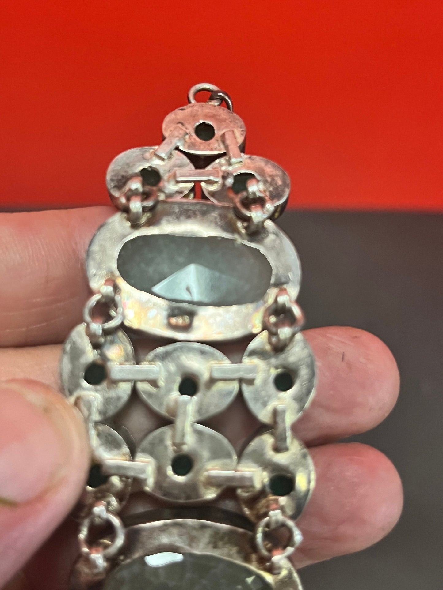 9 inch 925 marked  sterling  and gemstone bracelet