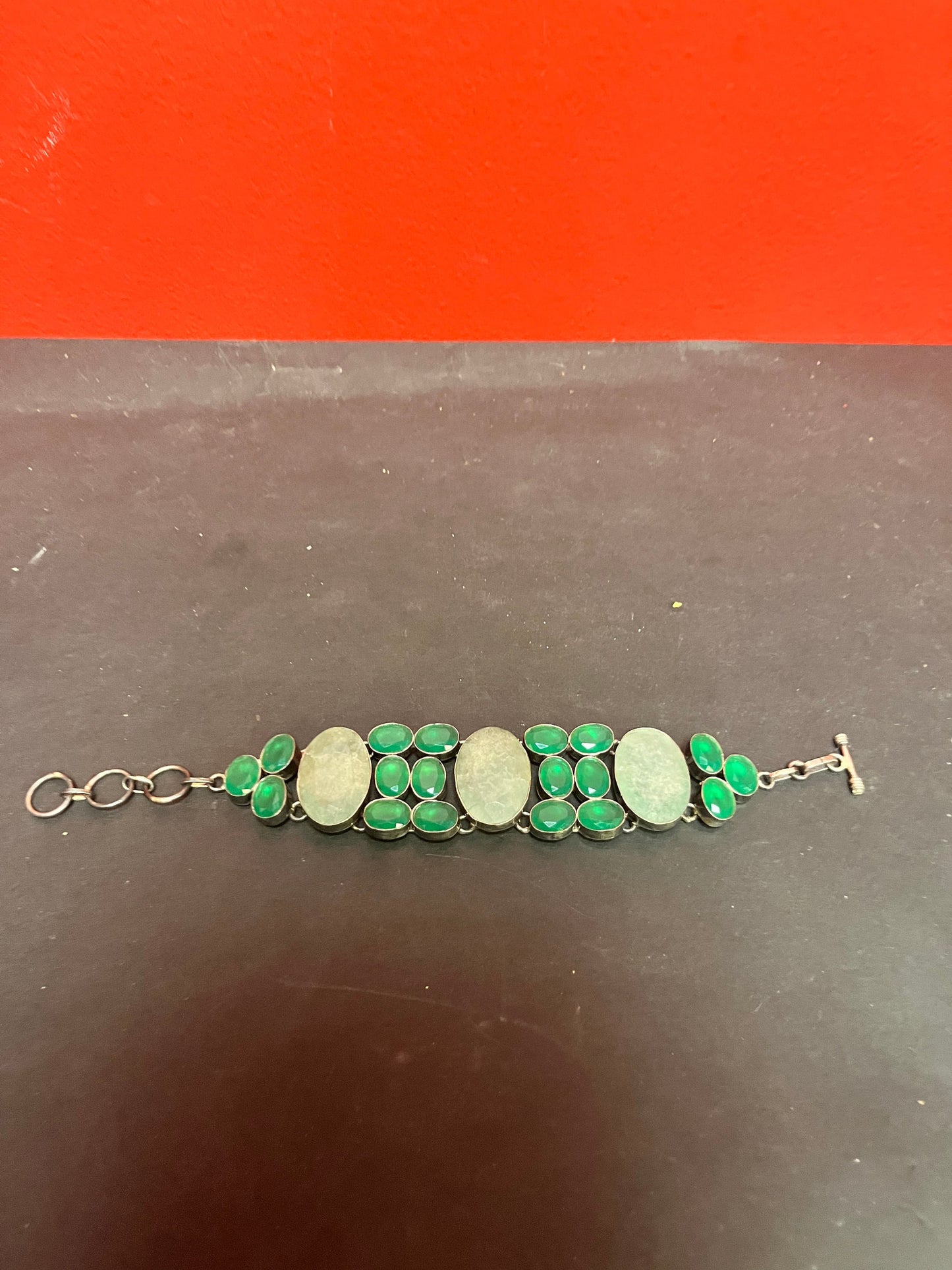 9 inch 925 marked  sterling  and gemstone bracelet